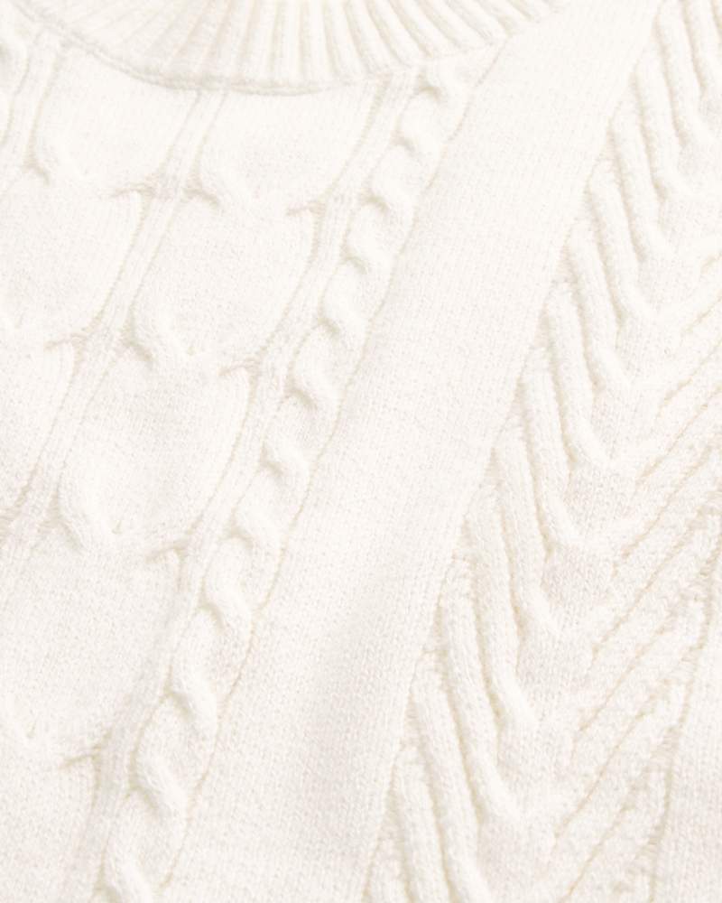 Boxy Cable-Knit Crew Sweater