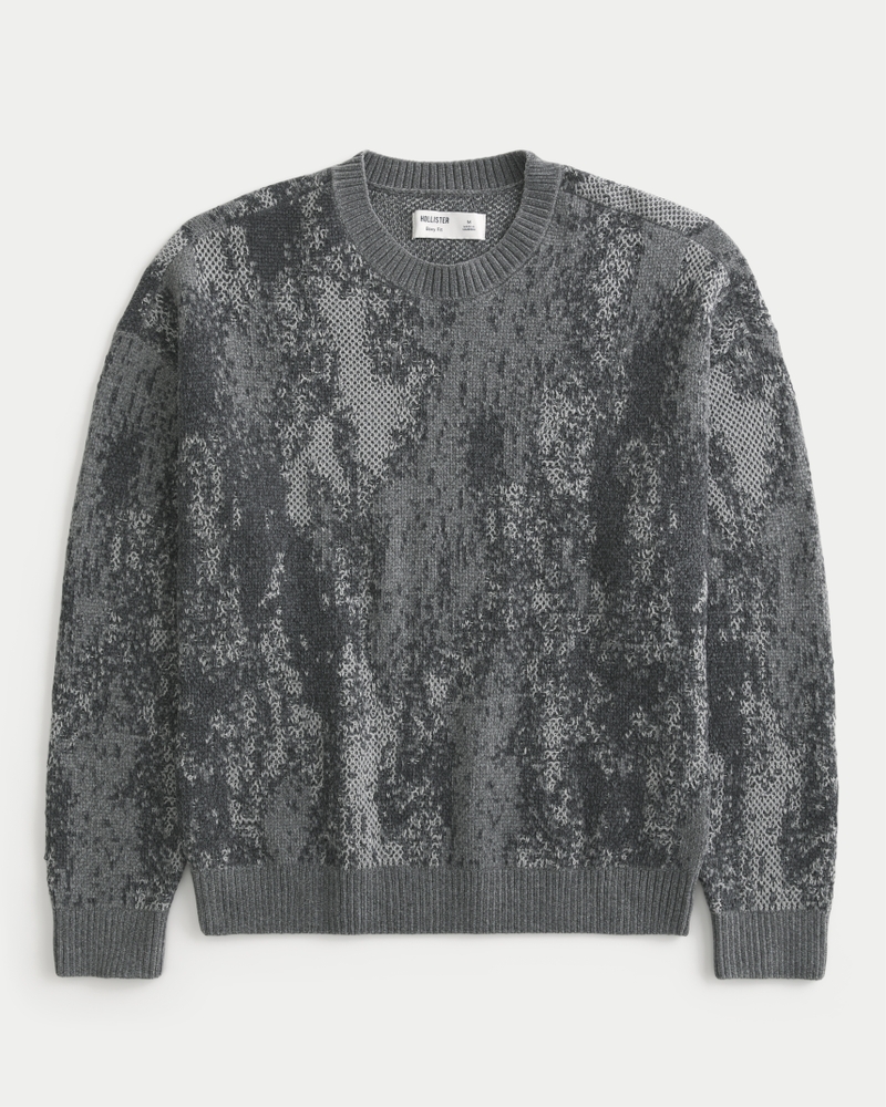 Boxy Pattern Crew Sweater