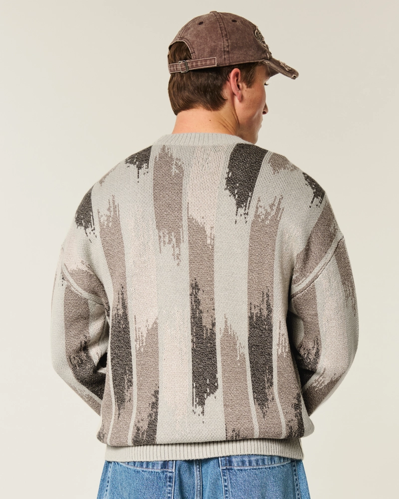 Boxy Pattern Crew Sweater