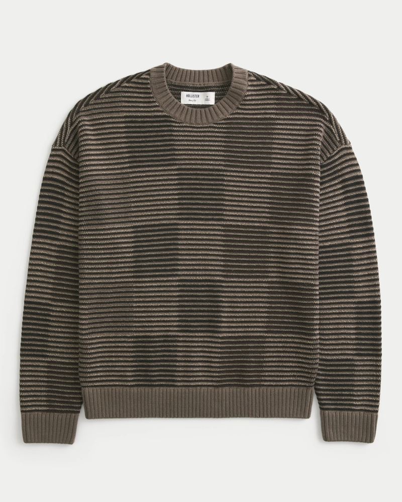 Boxy Pattern Crew Sweater