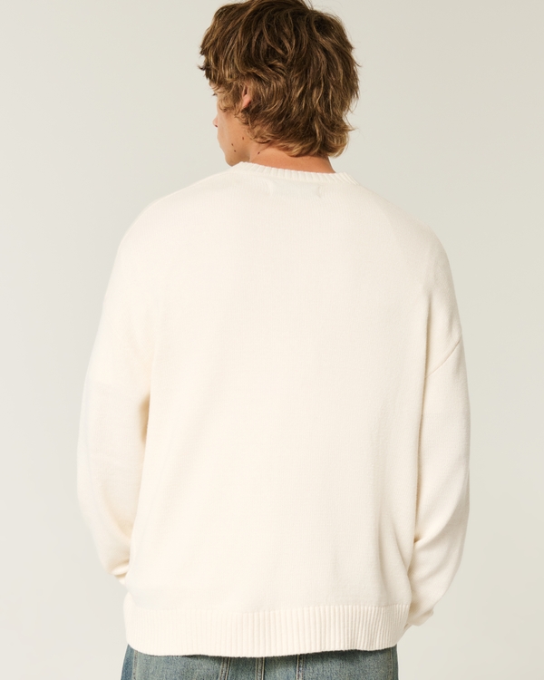 Boxy Logo Crew Sweater, Cream view 2