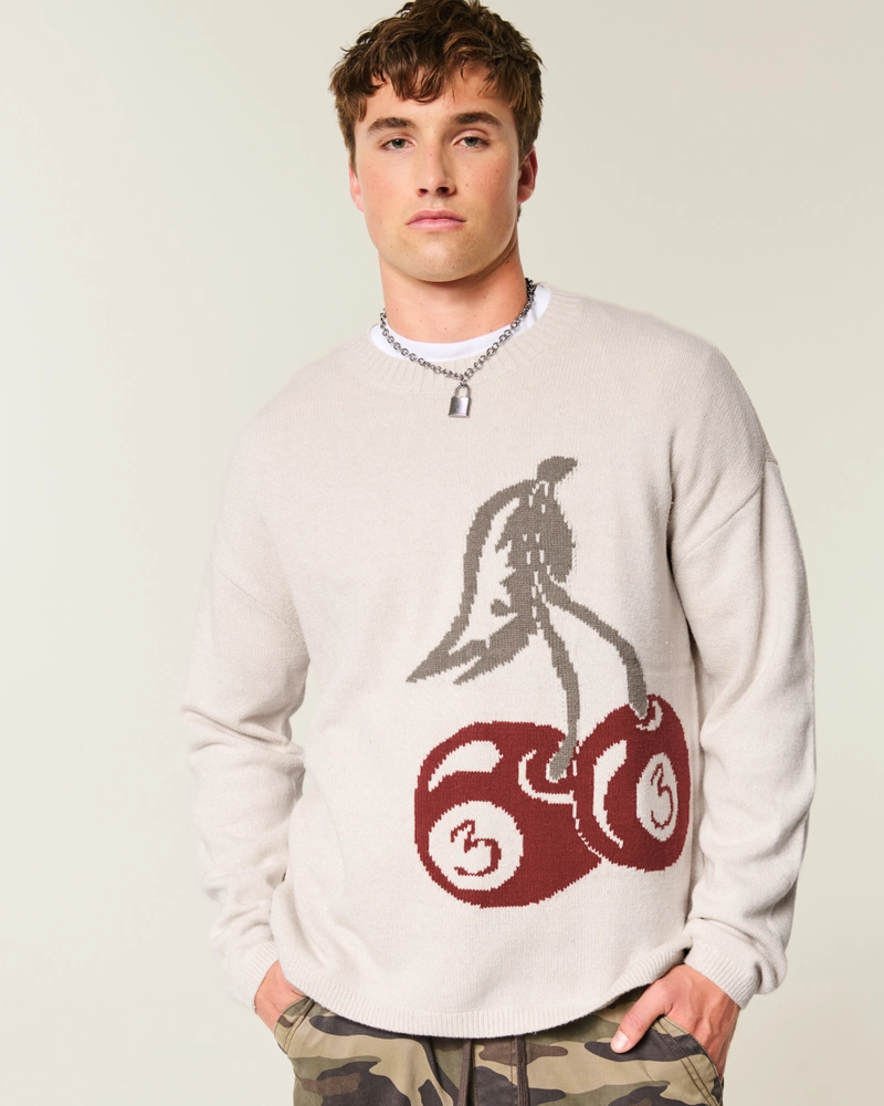 Boxy Cable-Knit Crew Sweater