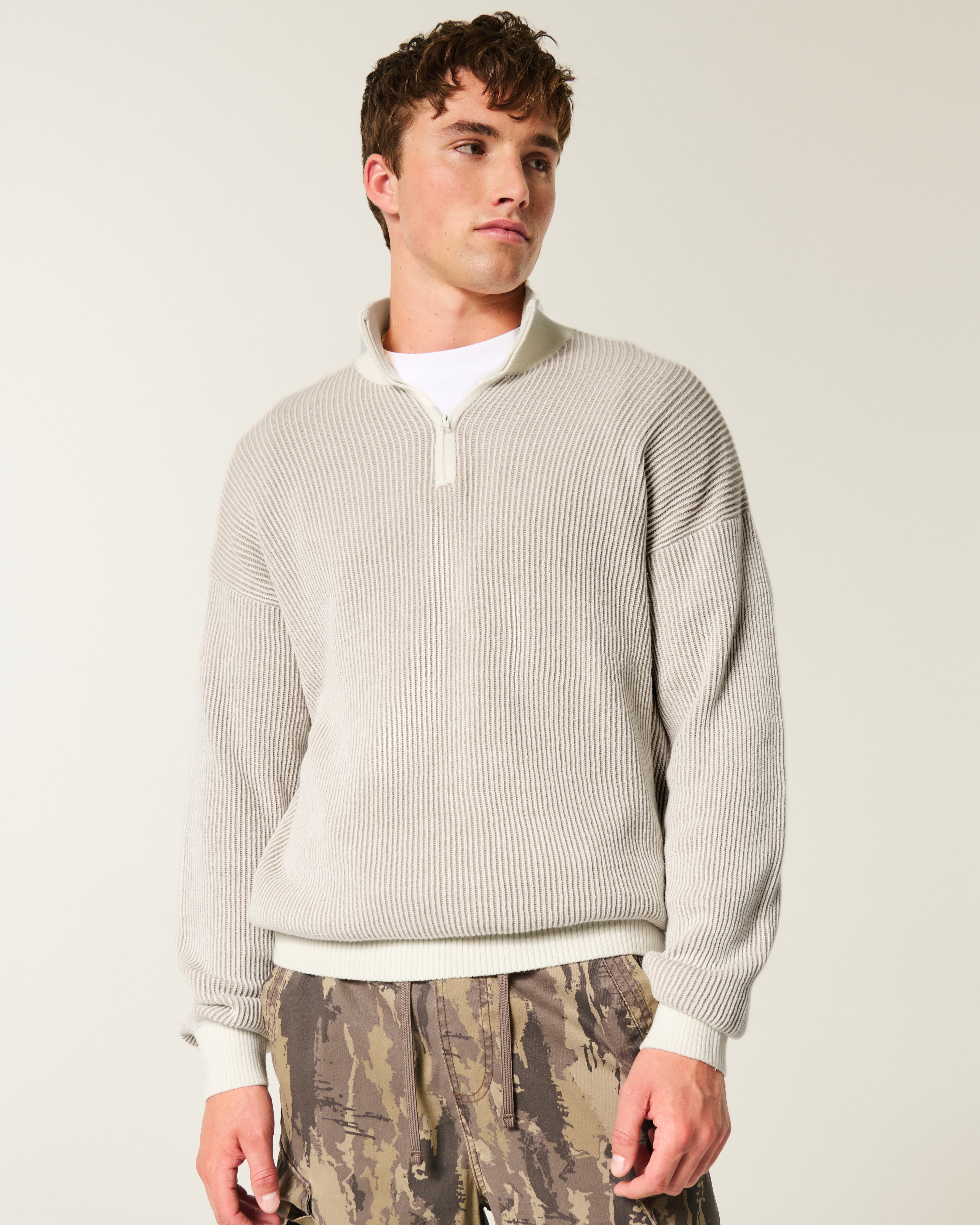 Boxy Quarter-Zip Sweater