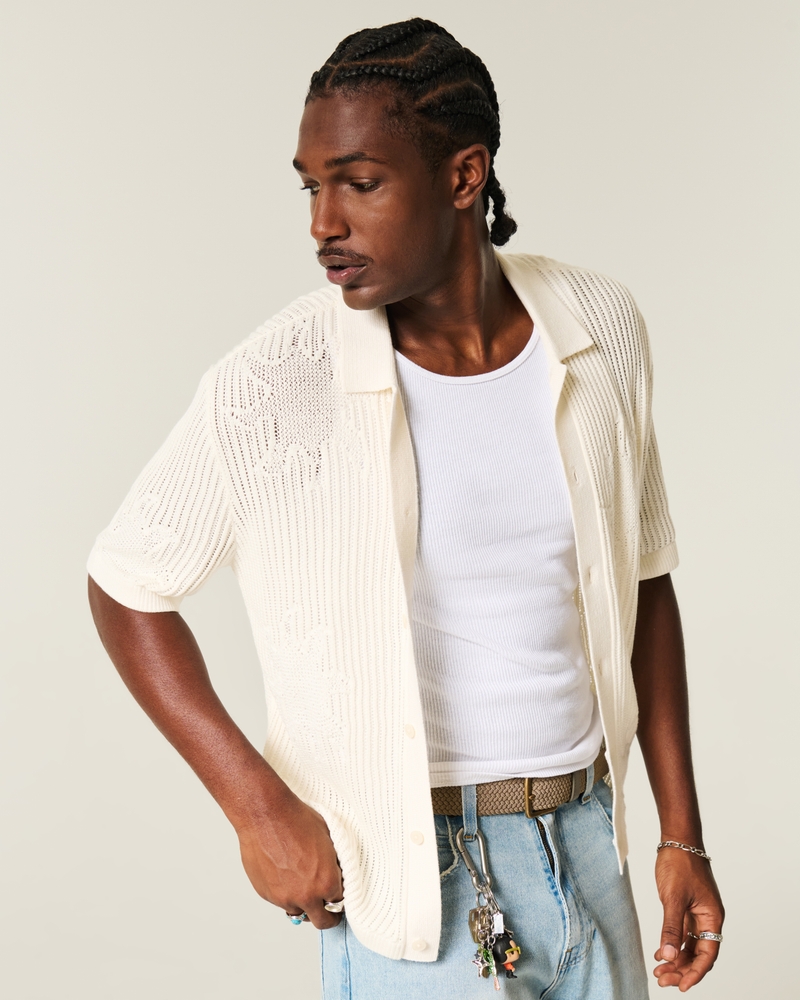 Boxy Short-Sleeve Sweater Polo