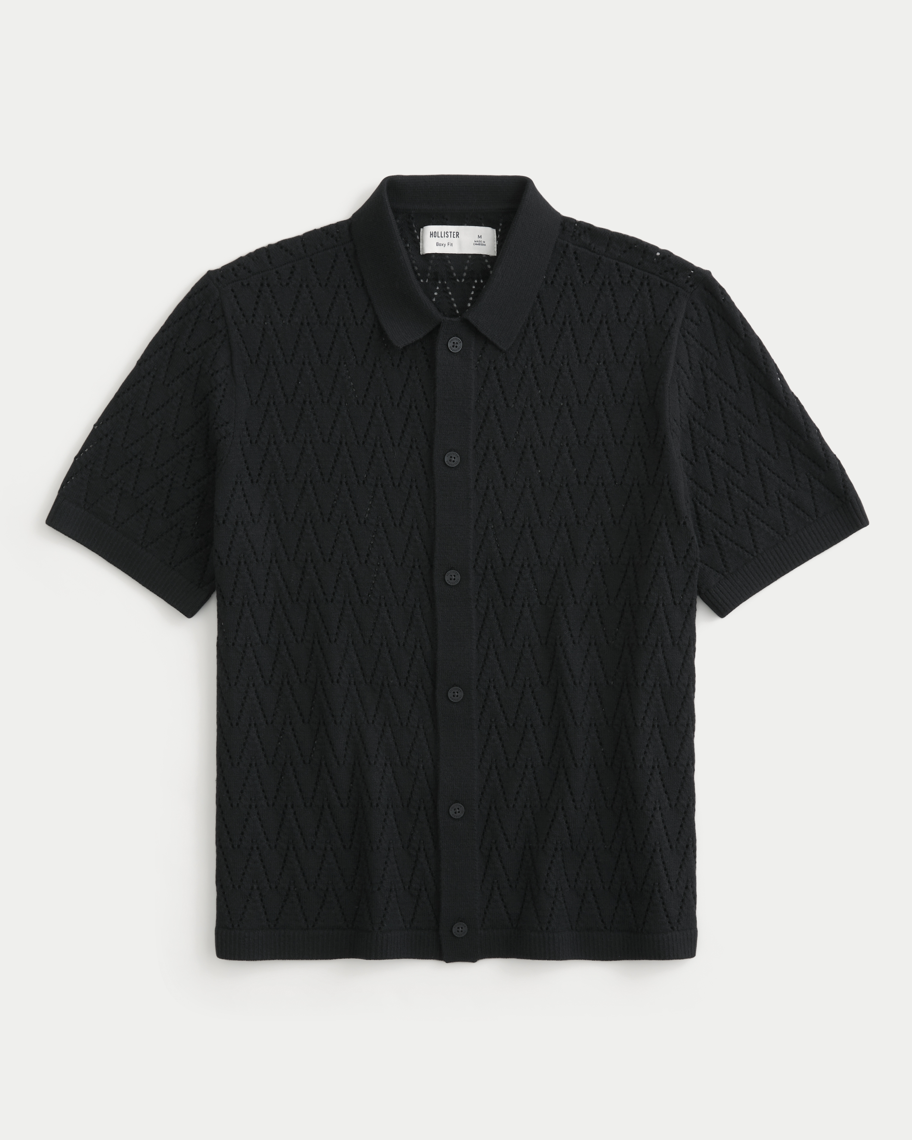 Boxy Short-Sleeve Sweater Shirt