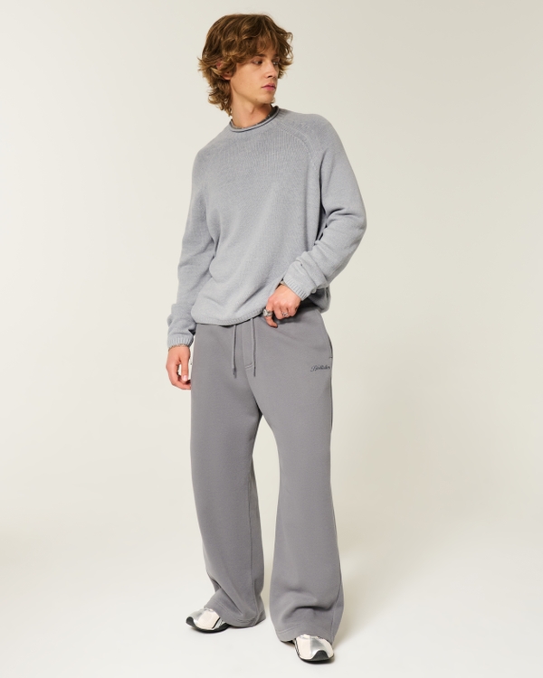 Boxy Roll-Neck Crew Sweater, Heather Gray view 2