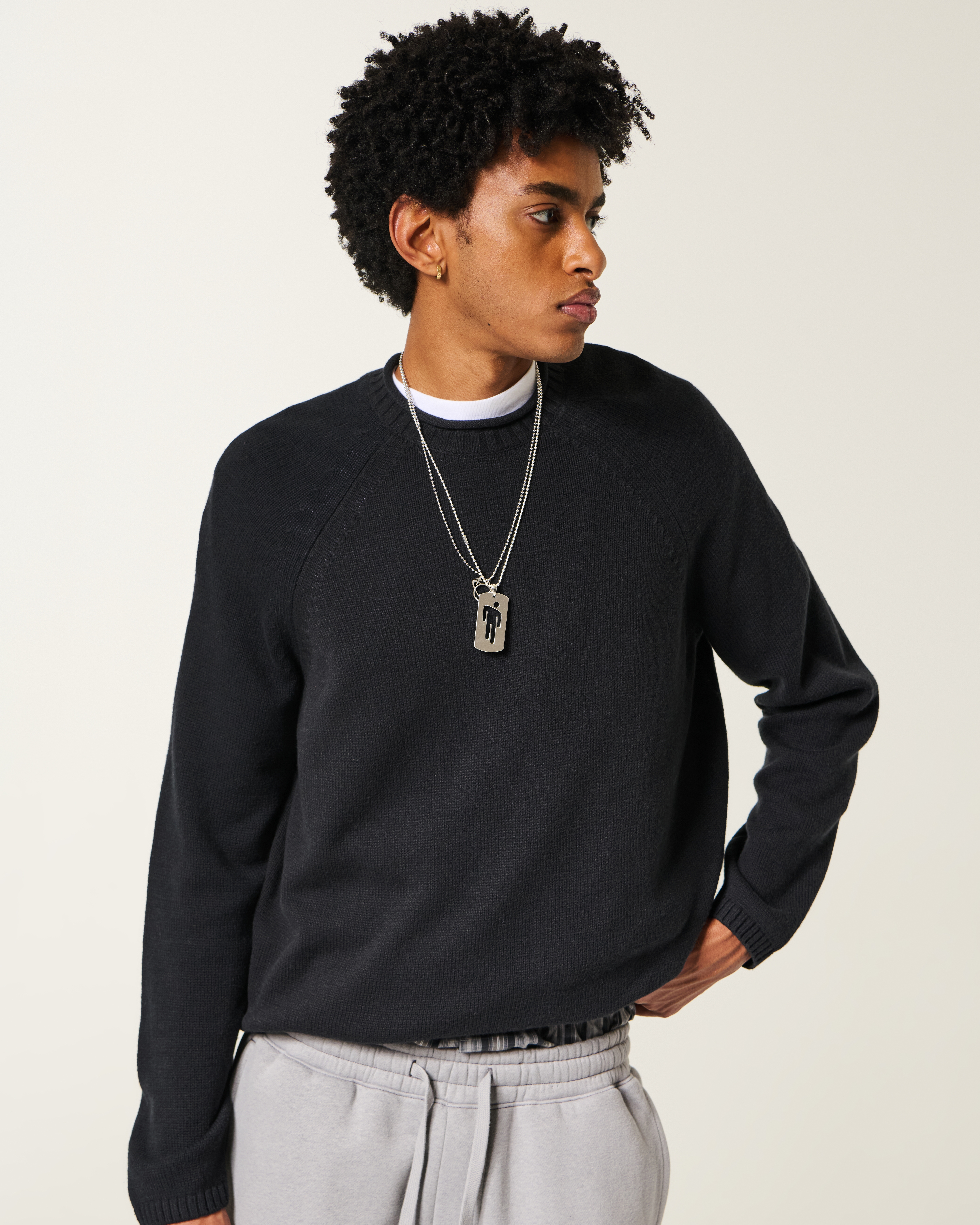 Boxy Roll-Neck Crew Sweater