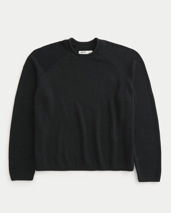 Boxy Roll-Neck Crew Sweater