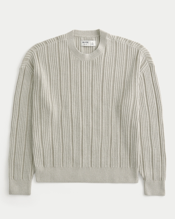 Boxy Crew Sweater, Taupe view 1
