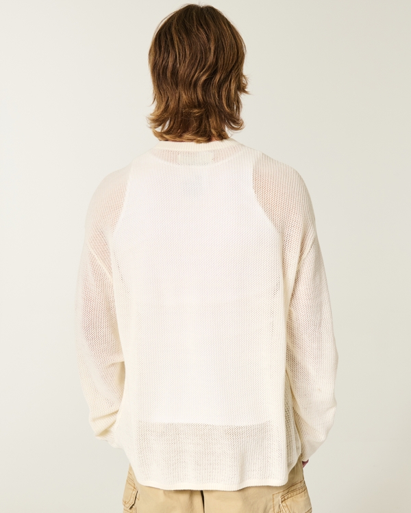 Men's Boxy Crochet-Style Crew Sweater | Men's Tops | HollisterCo.ca