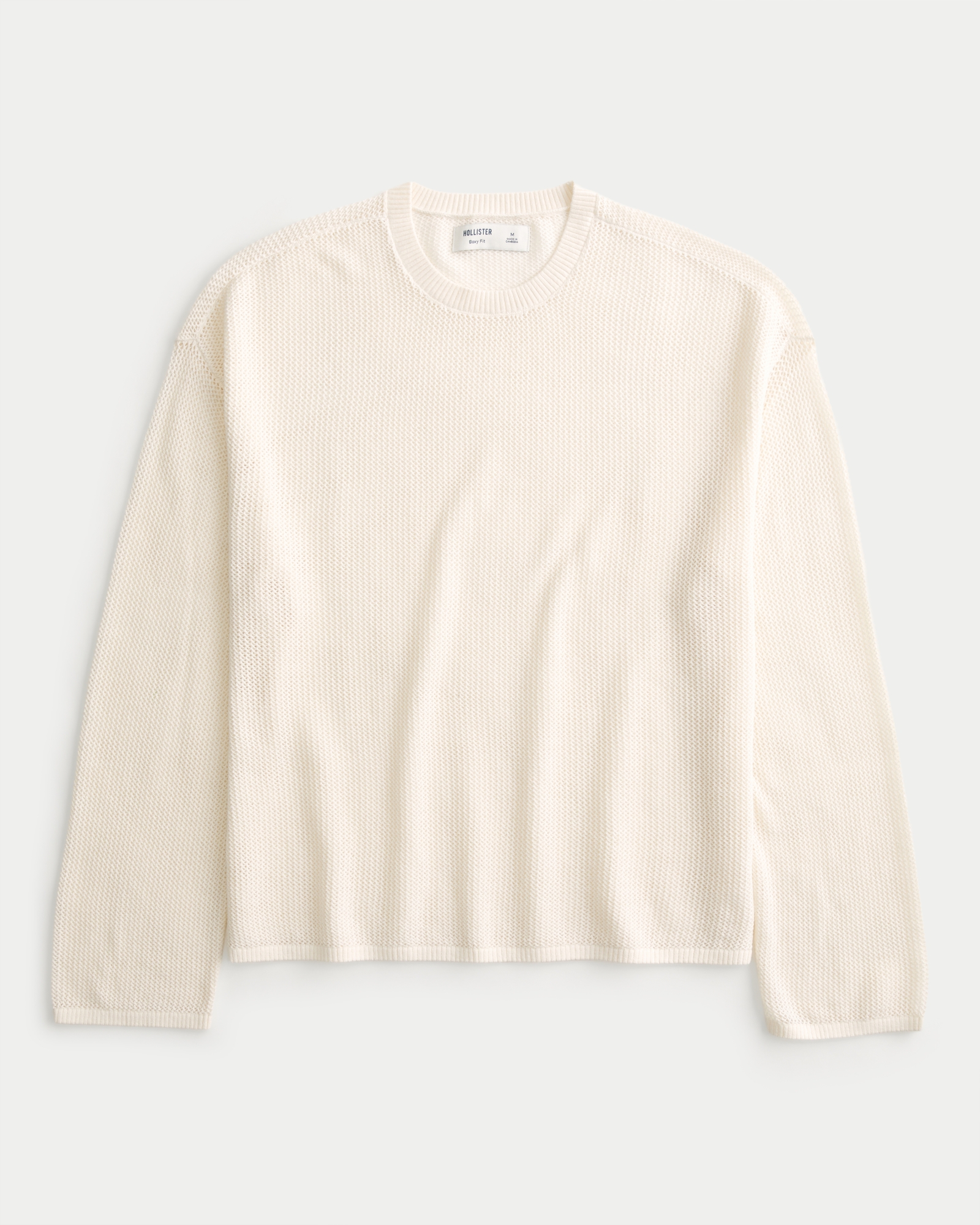 Men's Boxy Crochet-Style Crew Sweater | Men's Clearance