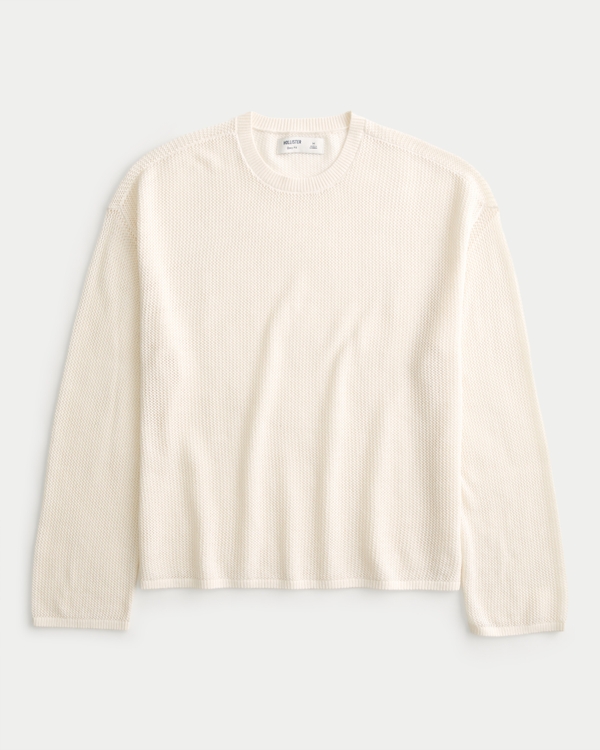 Men's Boxy Crochet-Style Crew Sweater | Men's Clearance