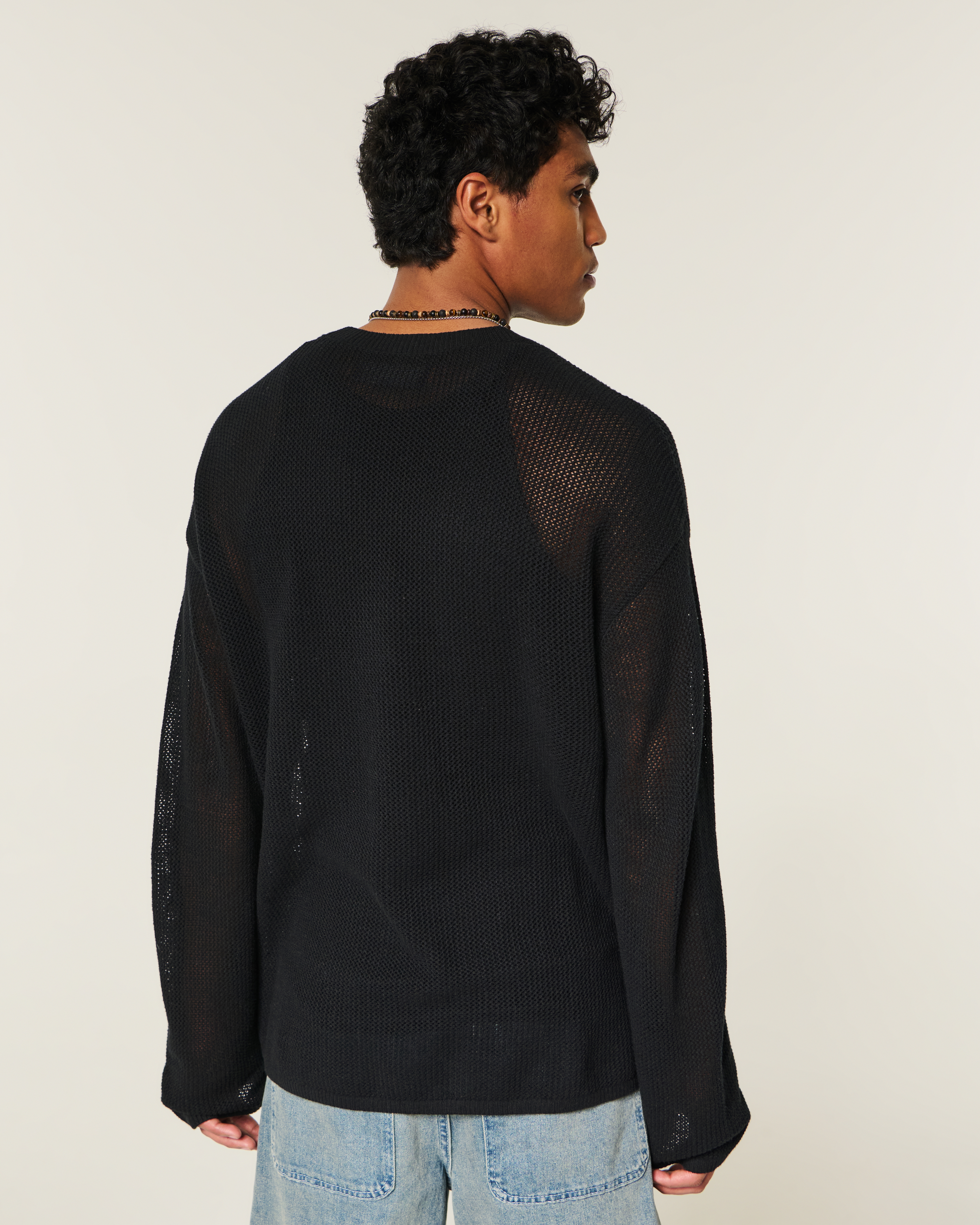 Boxy Crochet-Style Crew Sweater