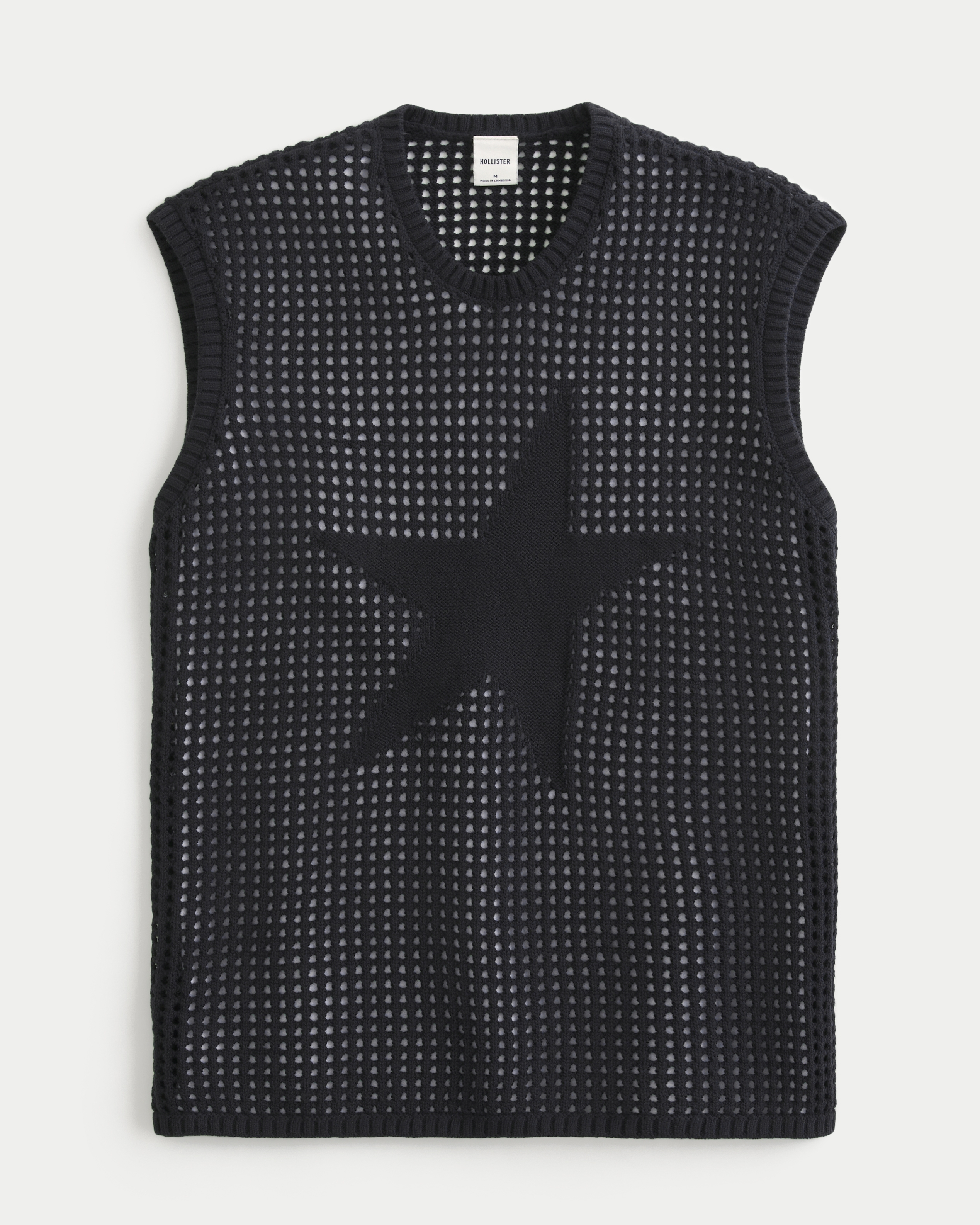 Crochet-Style Star Graphic Sweater Tank