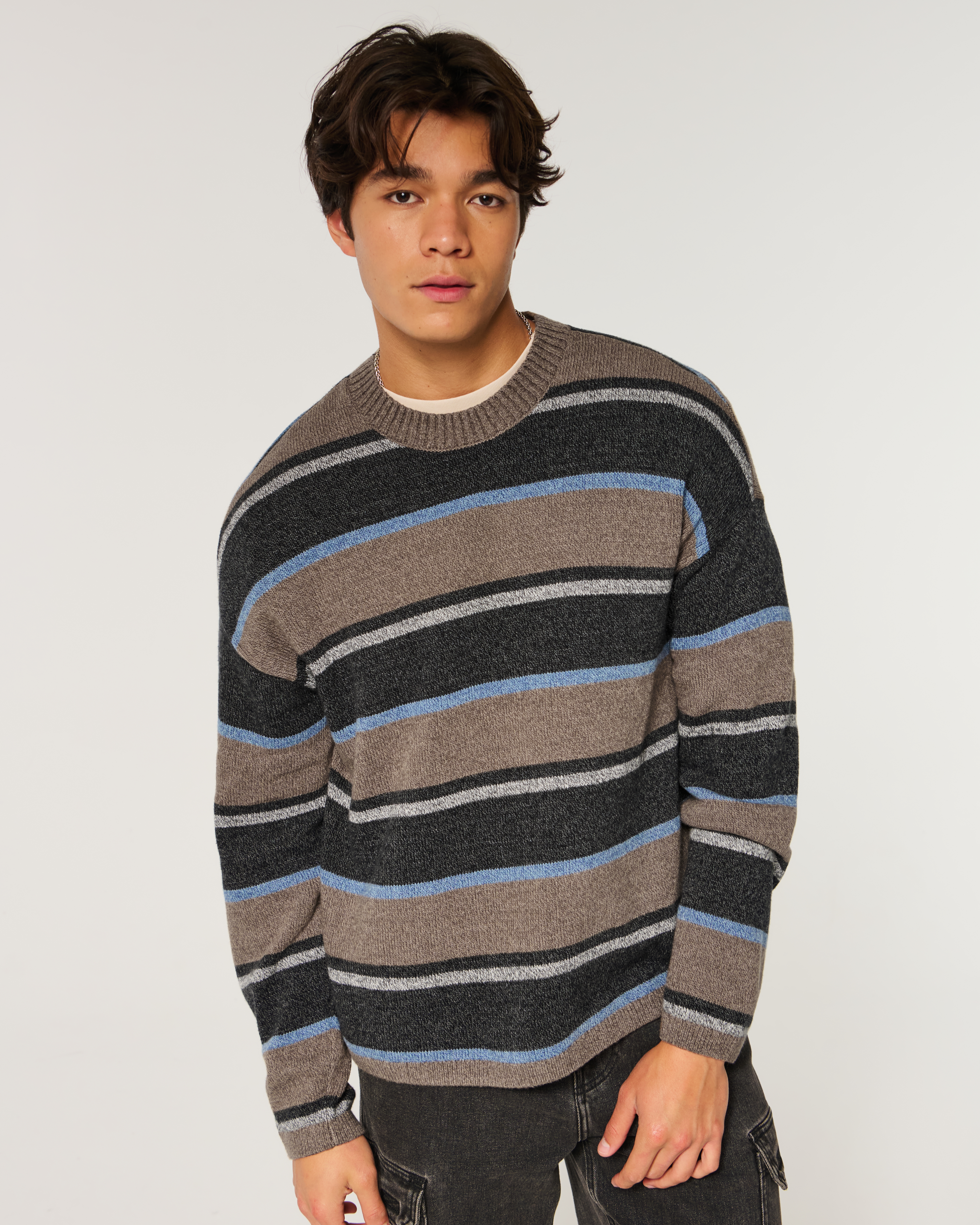 Boxy Striped Crew Sweater