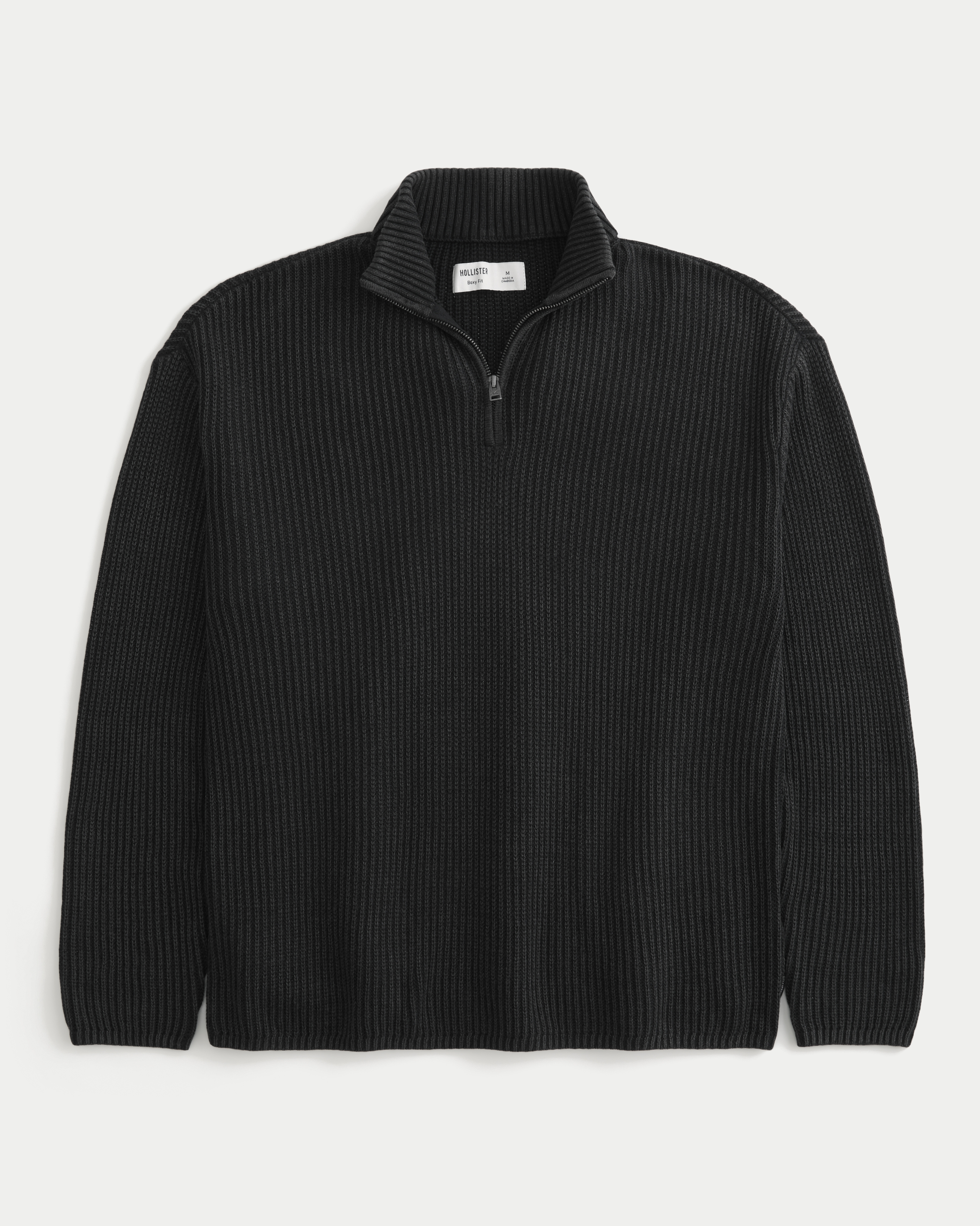 Boxy Heavyweight Washed Quarter-Zip Sweater