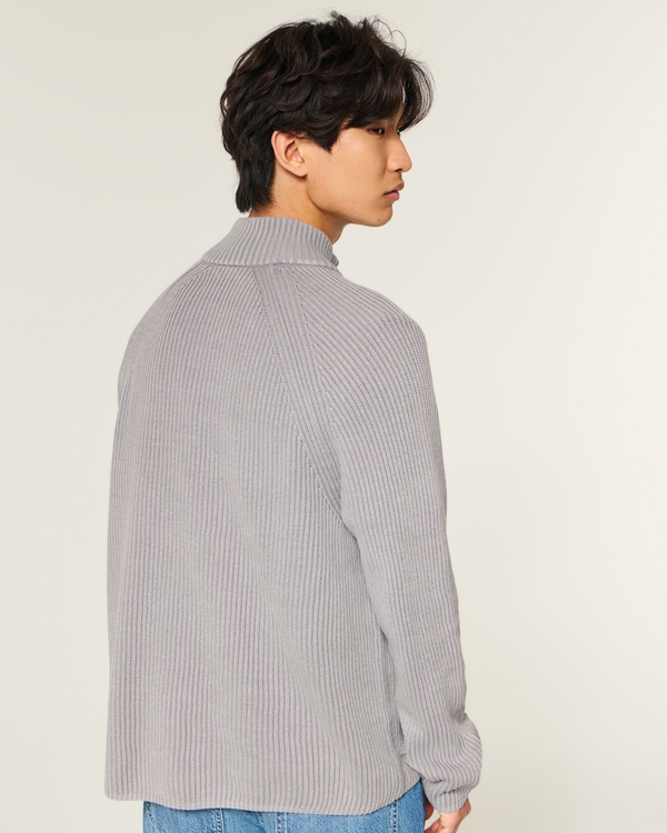 Boxy Washed Quarter-Zip Sweater, Washed Gray view 2