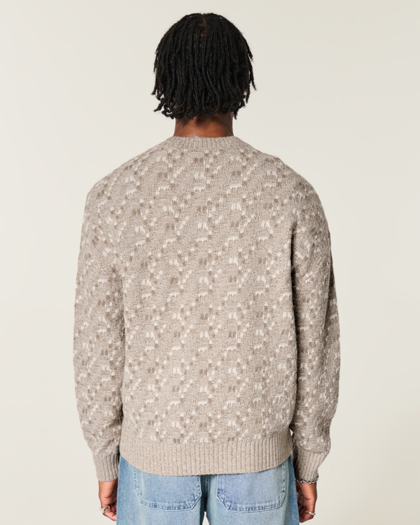 Boxy Pattern Crew Sweater, Oatmeal view 2