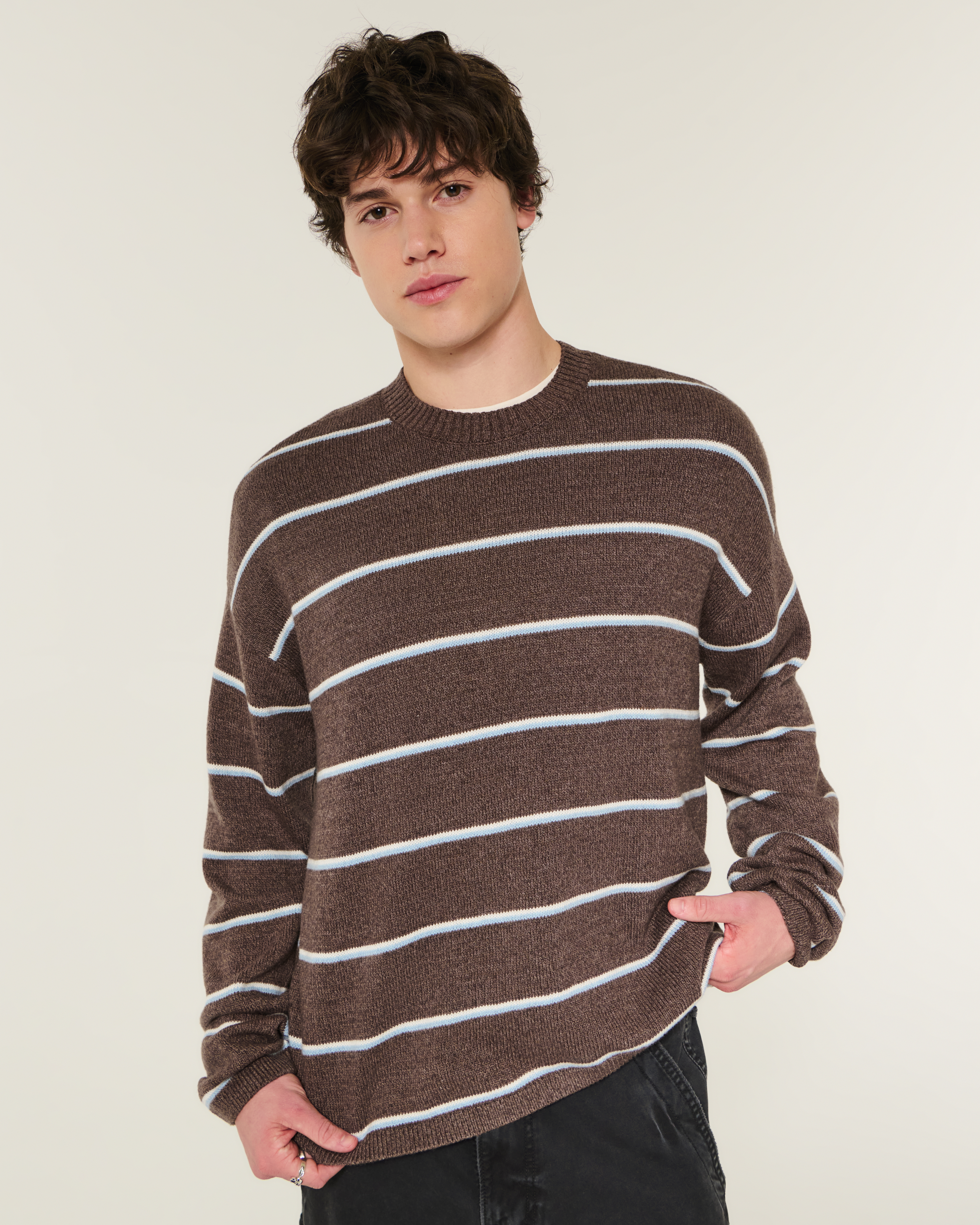 Boxy Striped Crew Sweater
