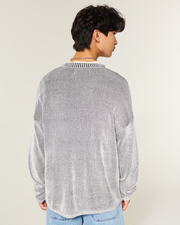 Boxy Graphic Crew Sweater, Washed Cream view 2
