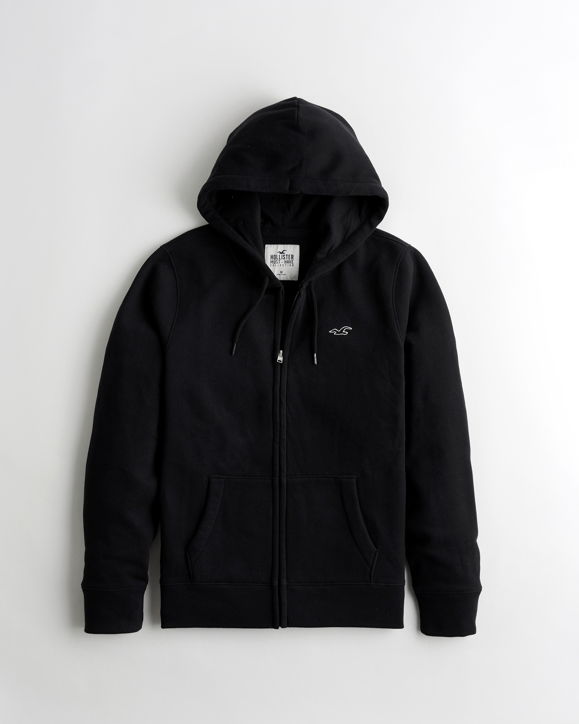 hollister black zip up hoodie