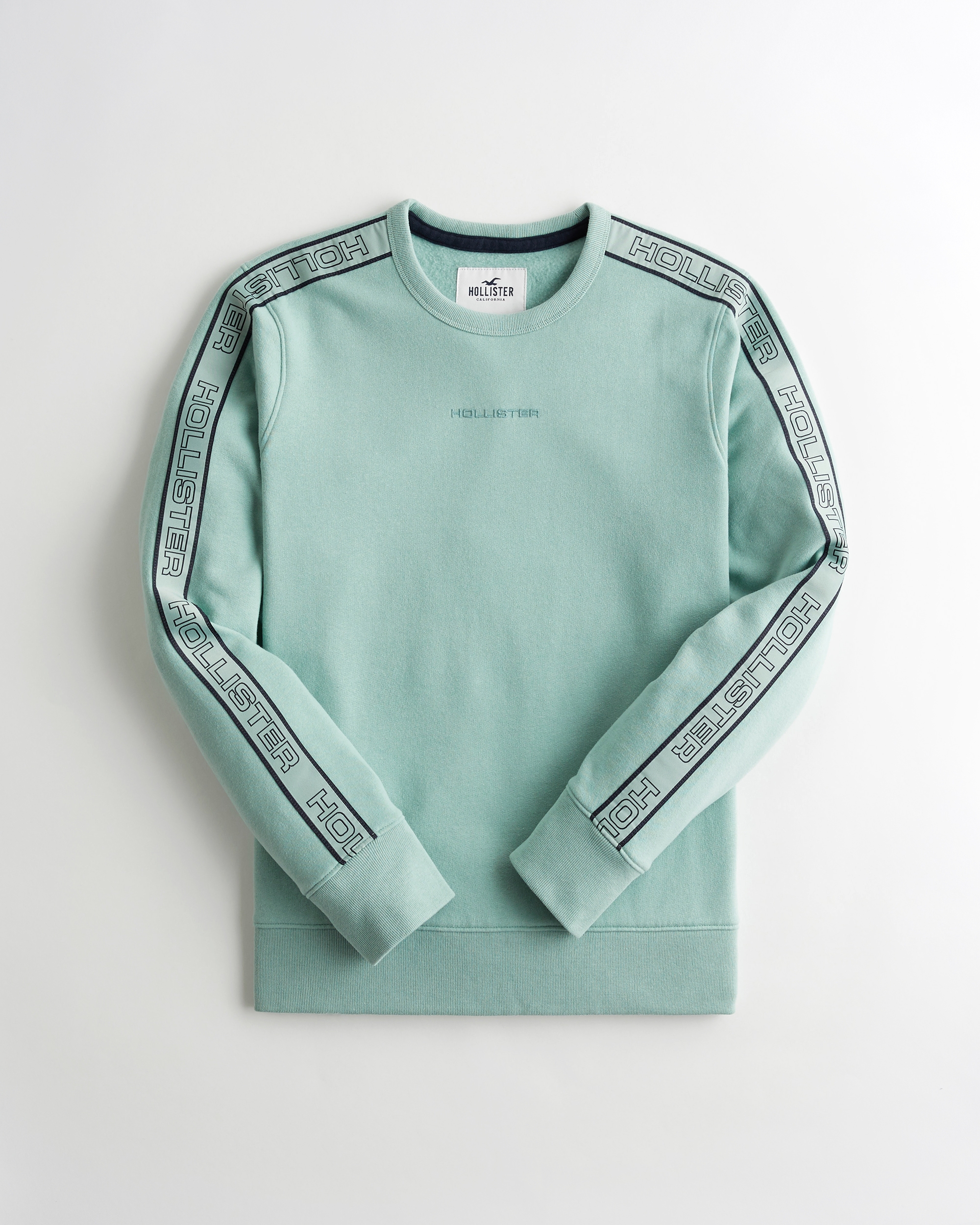 logo tape crewneck sweatshirt hollister