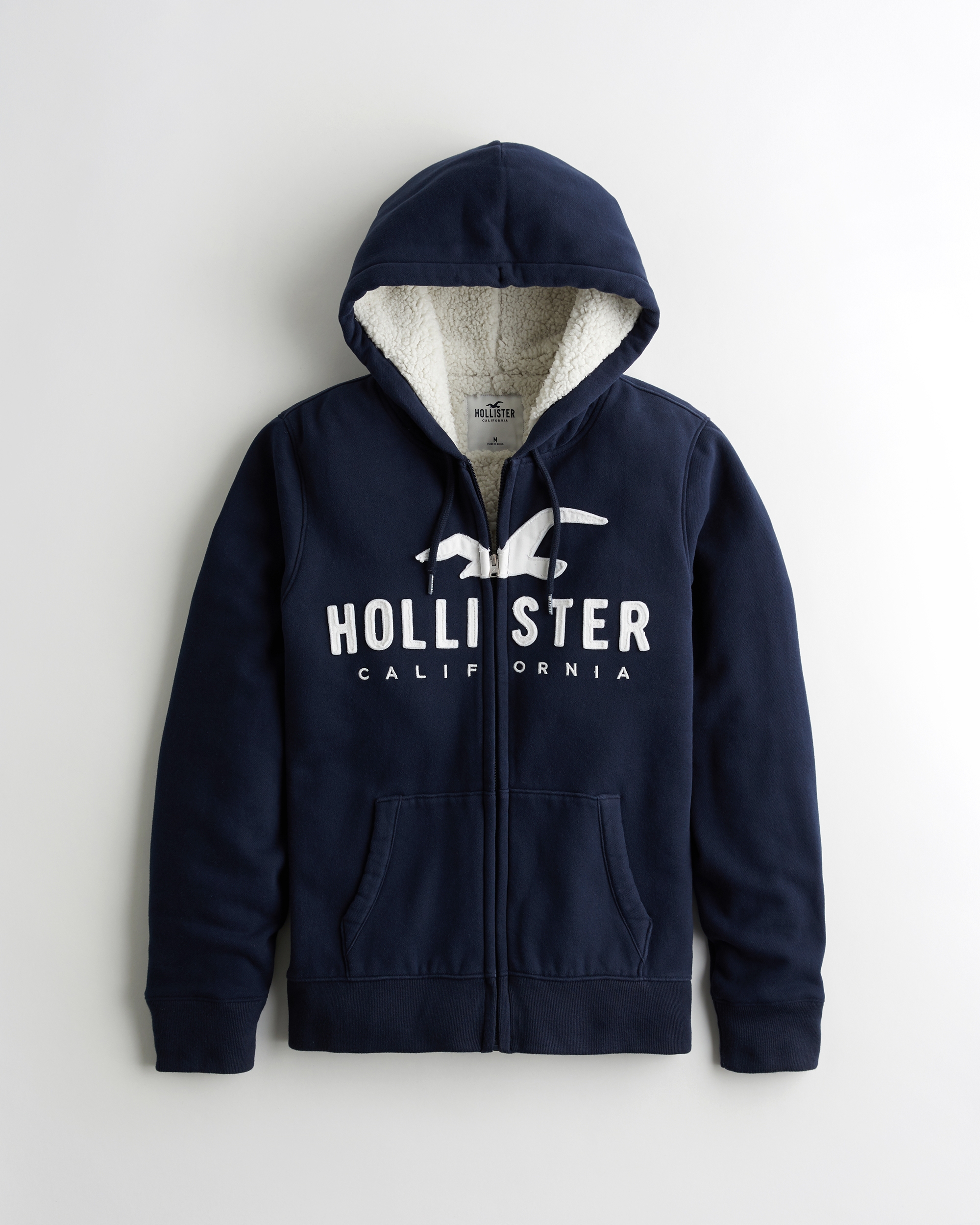 hollister logo full zip hoodie