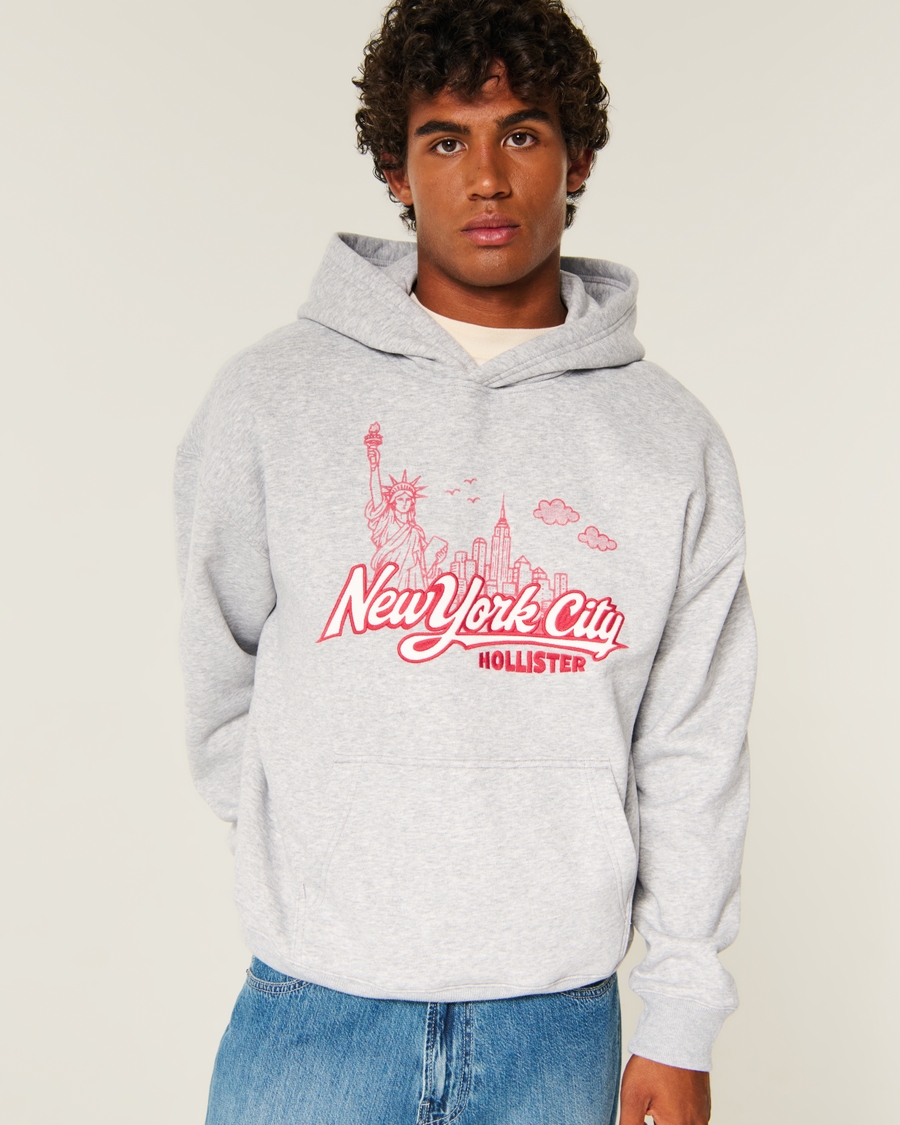 Boxy New York Graphic Hoodie