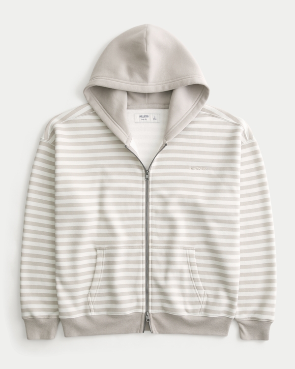 メンズ Boxy Zip-Up Logo Hoodie | メンズ トップス | HollisterCo.com