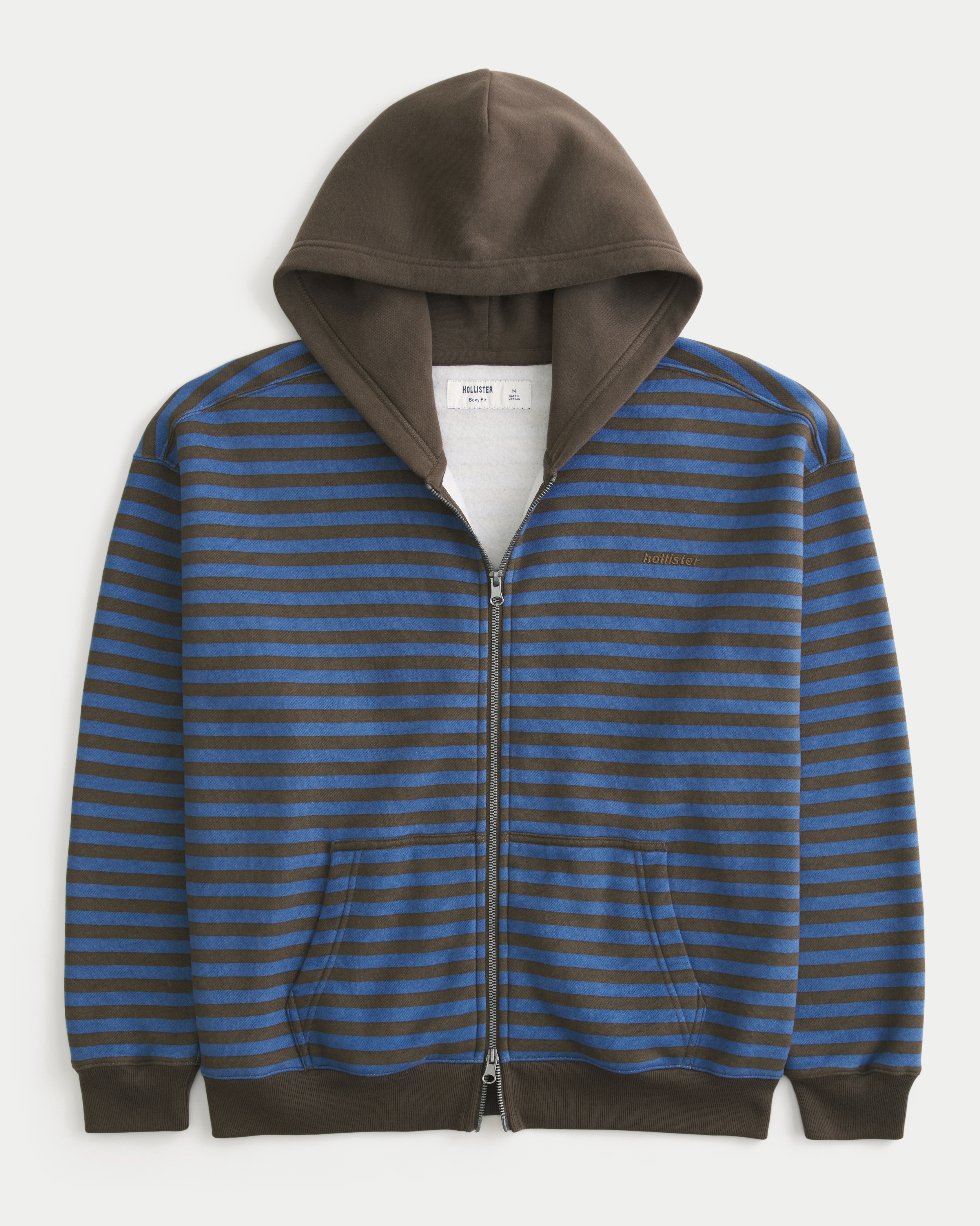 Boxy Zip-Up Logo Hoodie