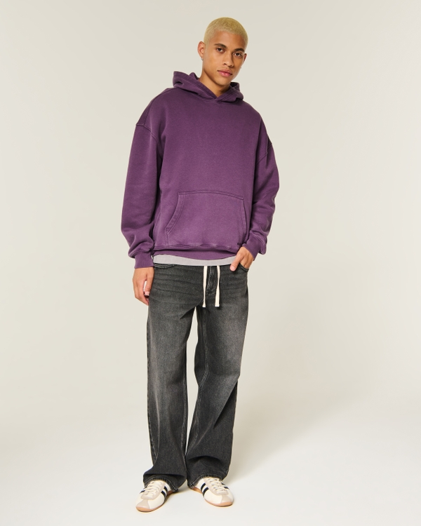 Hollister Feel Good Boxy Washed Hoodie, Purple view 2