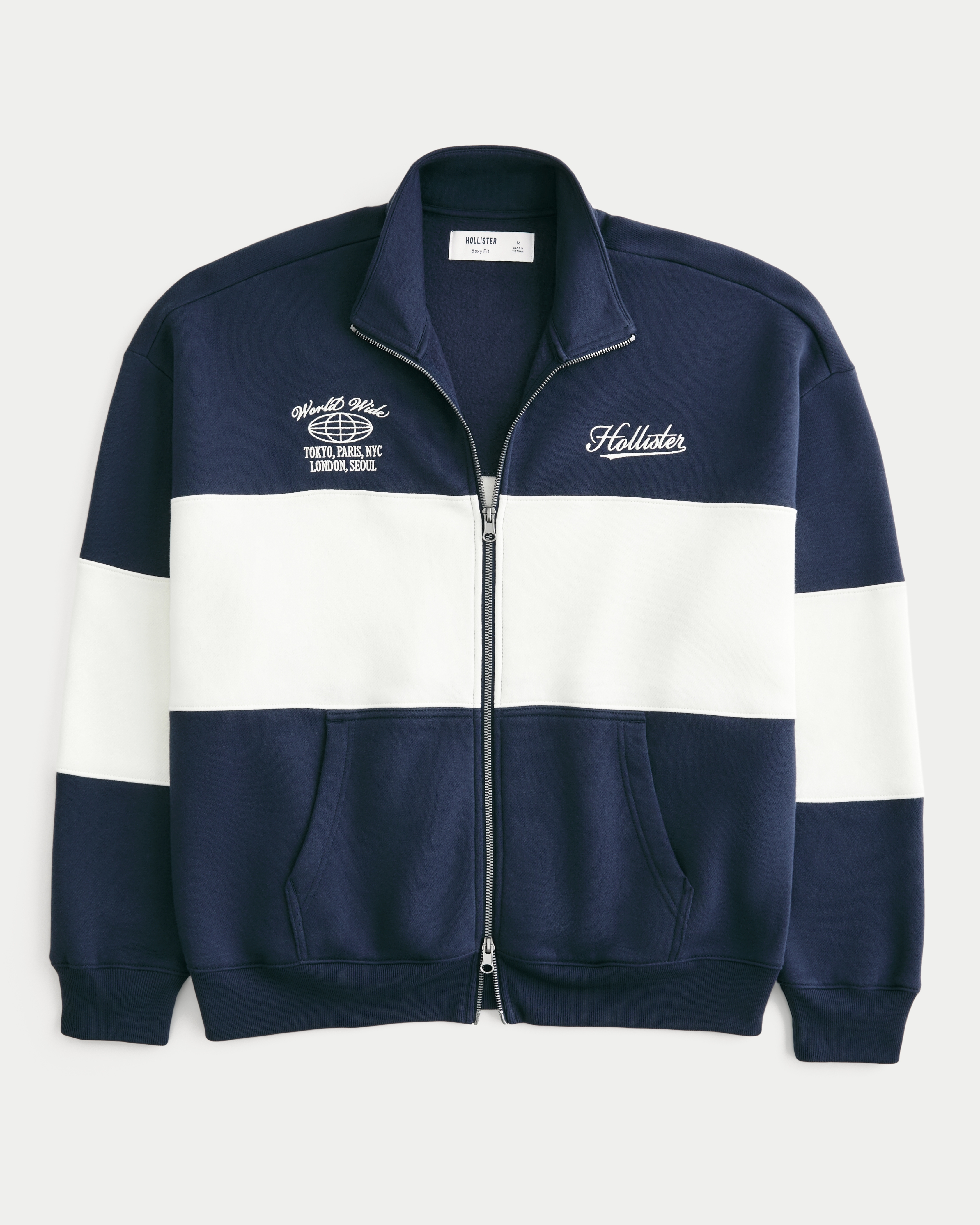Boxy Zip-Up Logo Sweatshirt