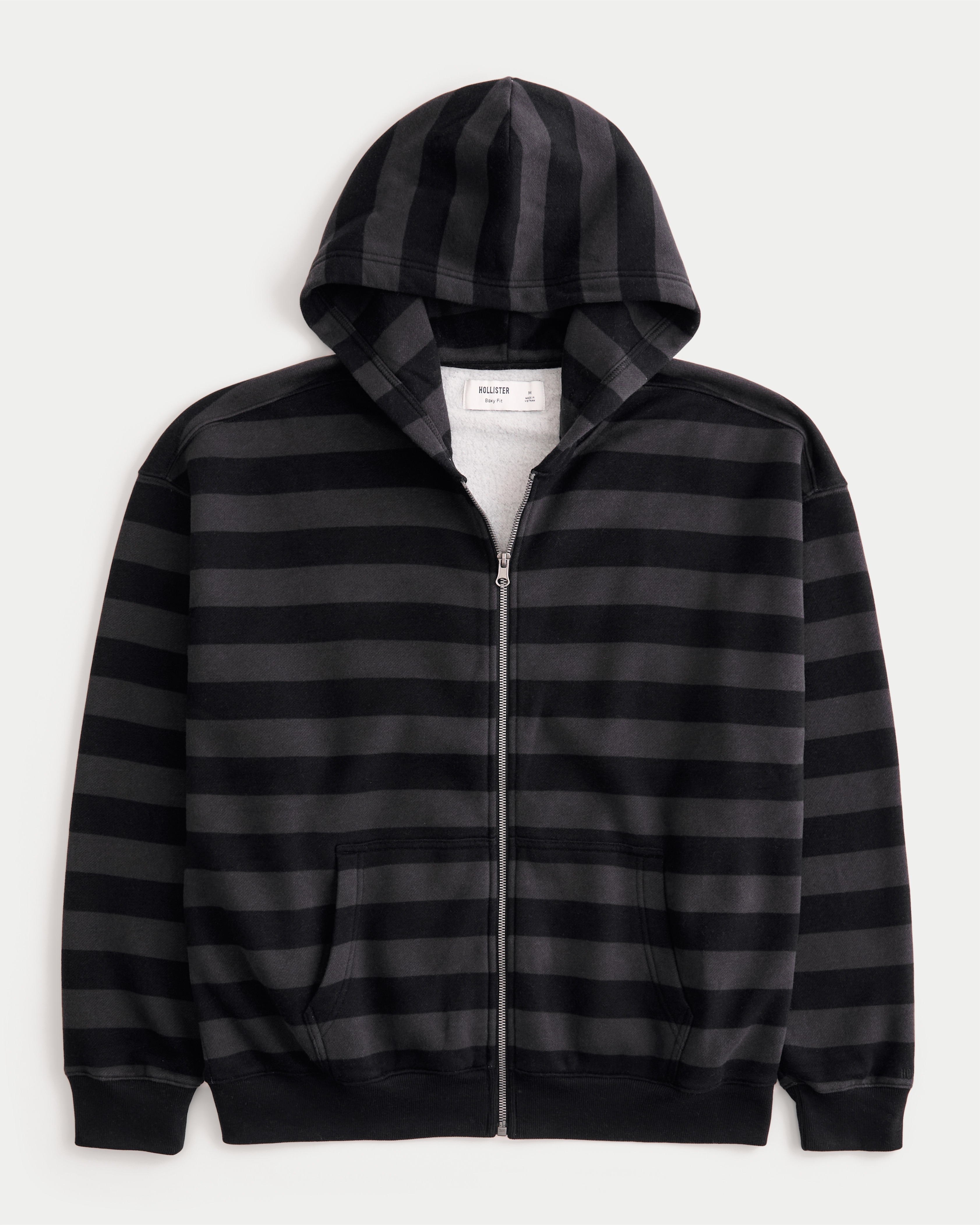 Boxy Striped Zip-Up Hoodie