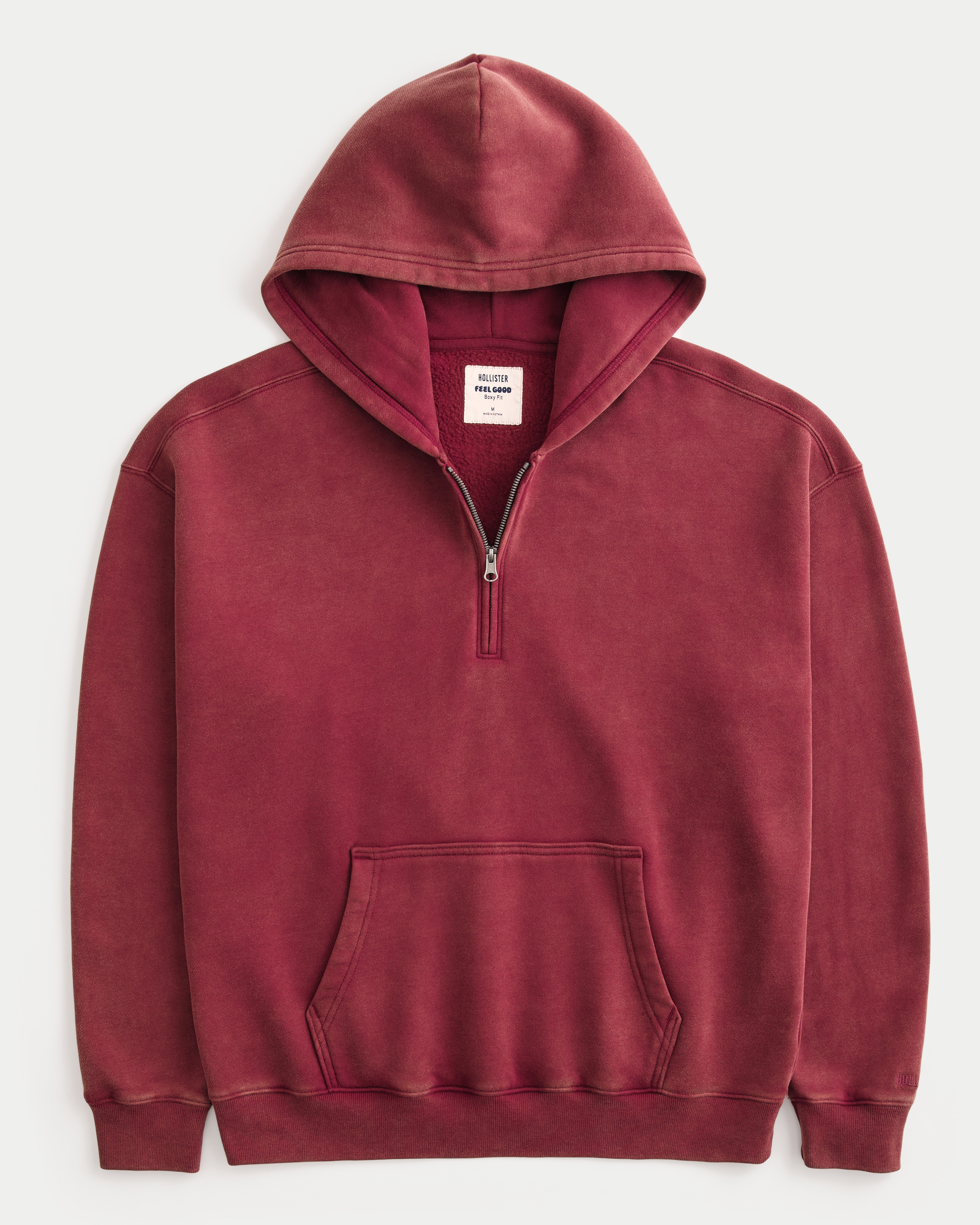 Hollister Feel Good Boxy Washed Quarter-Zip Hoodie