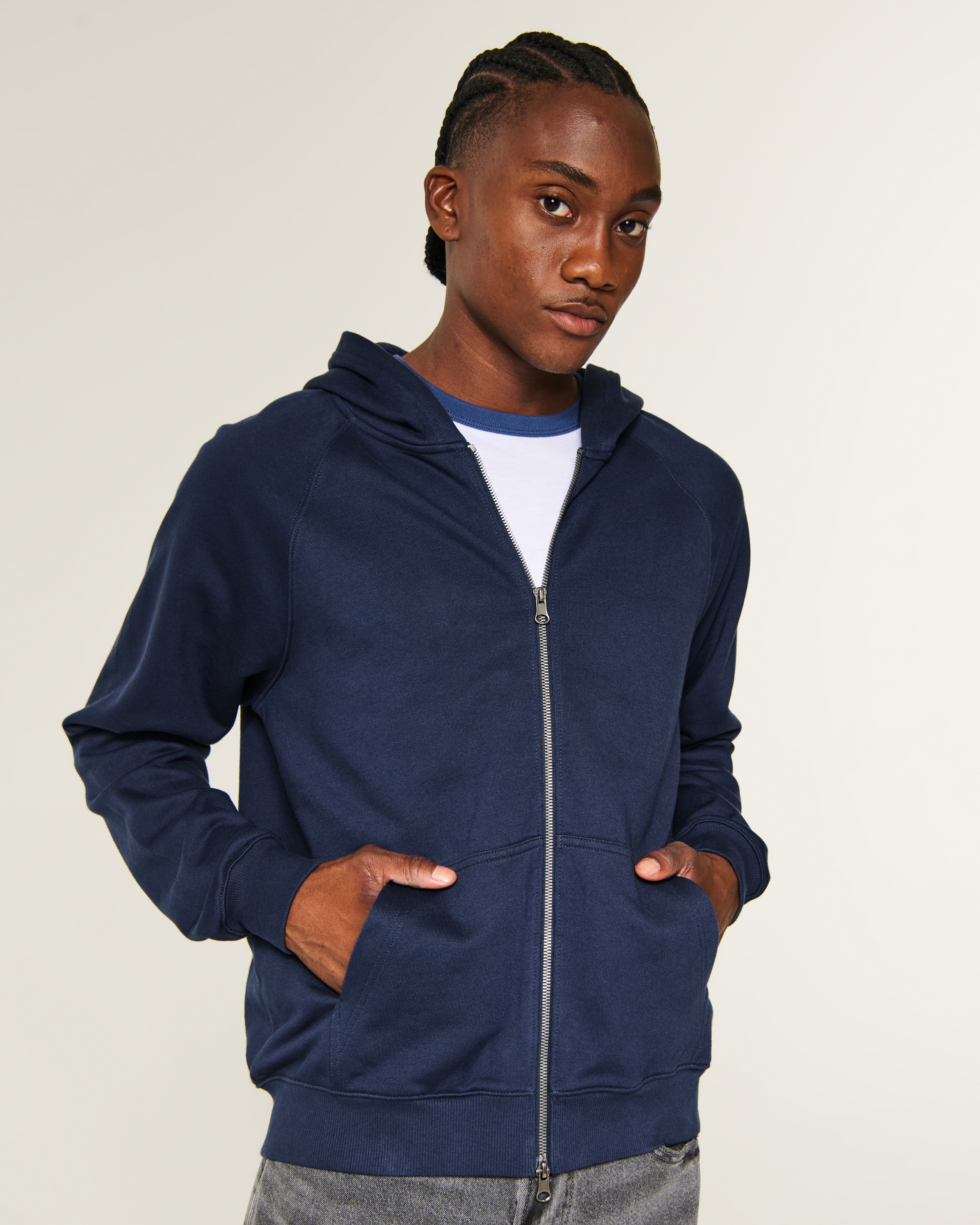 Boxy Terry Zip-Up Hoodie