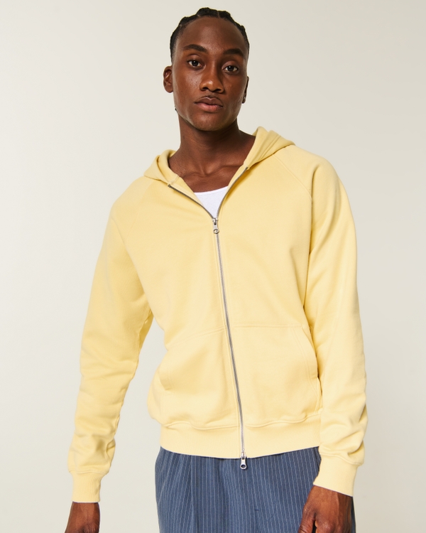 Boxy Terry Zip-Up Hoodie