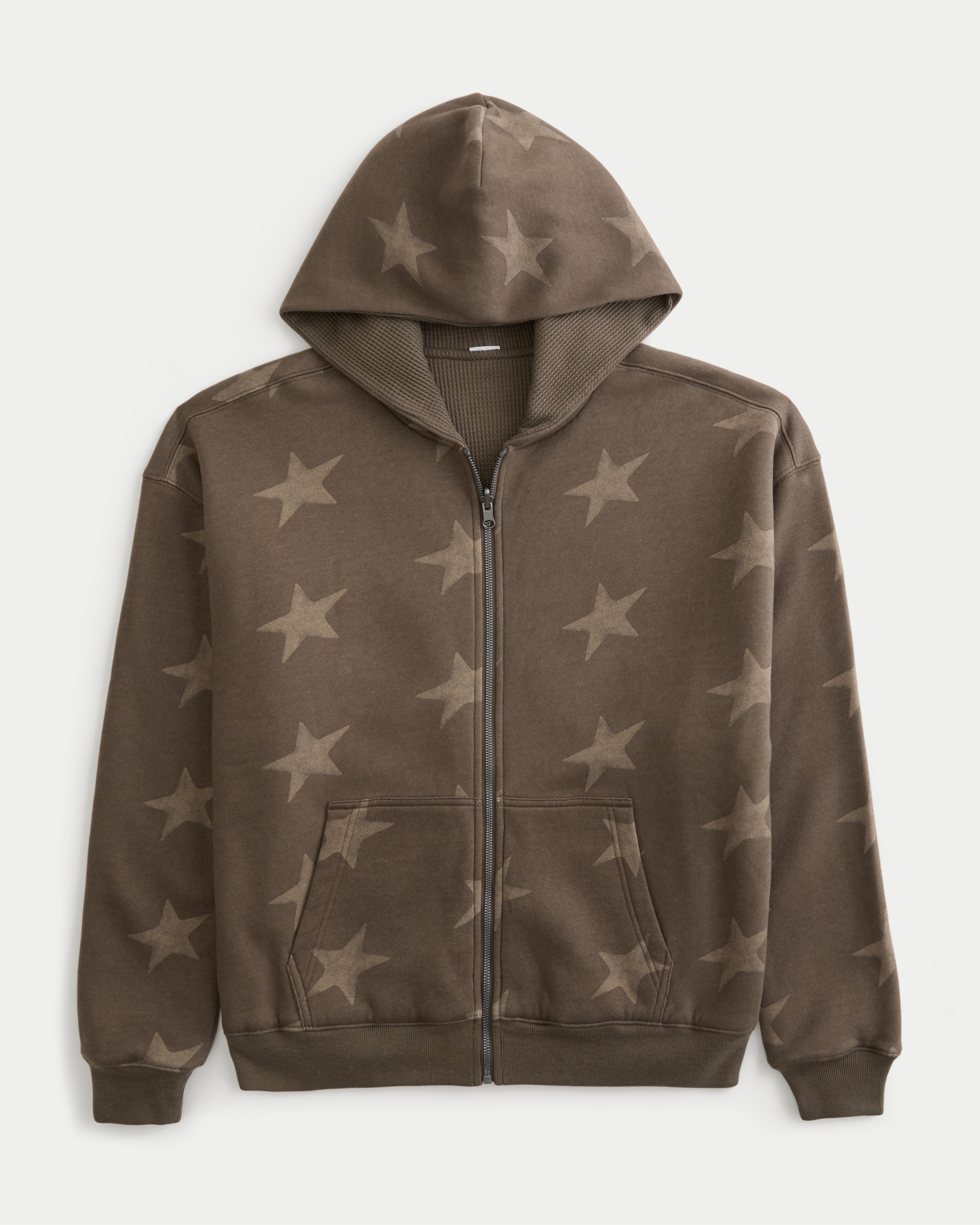 Reversible Waffle-Lined Zip-Up Hoodie