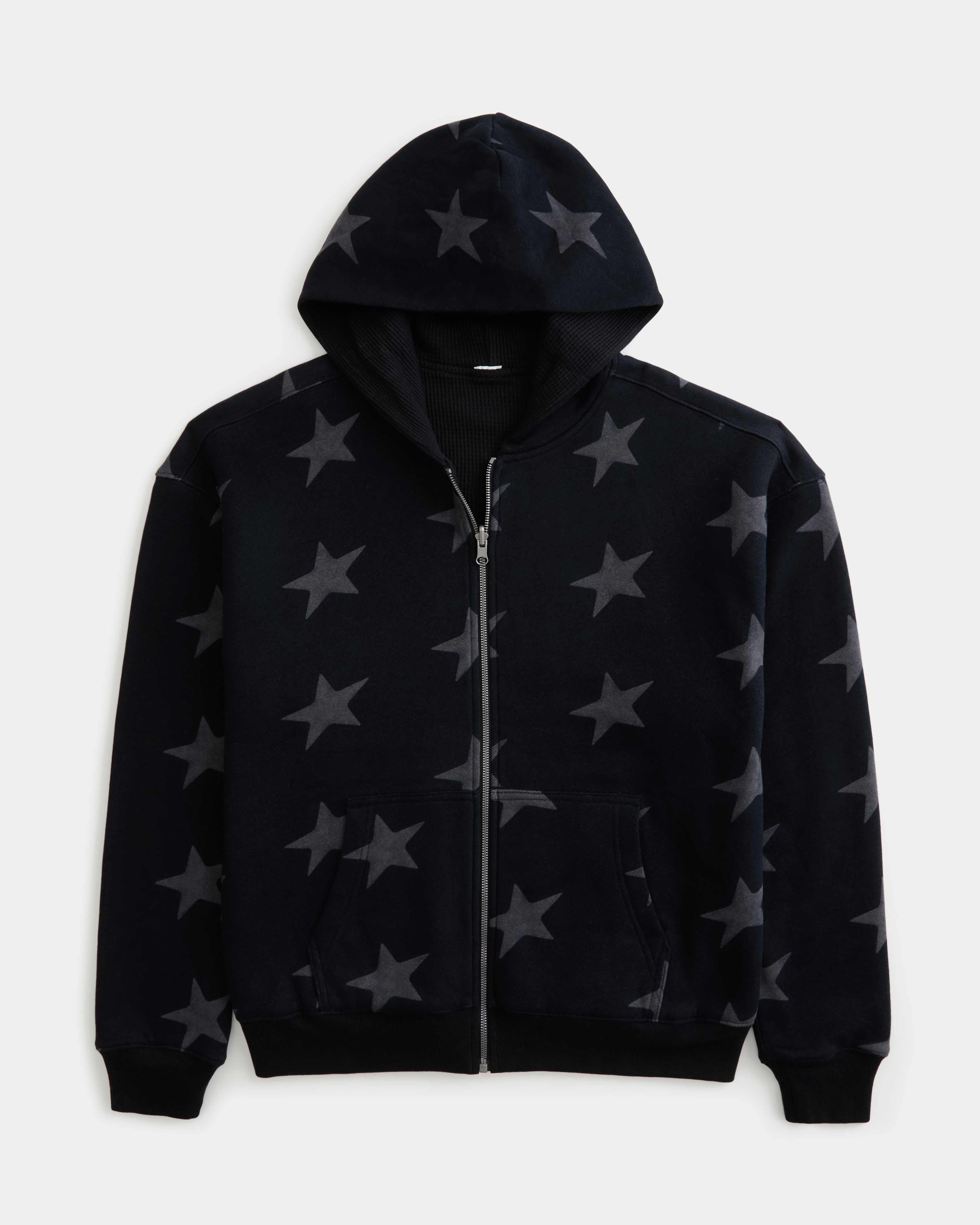 Reversible Waffle-Lined Zip-Up Hoodie