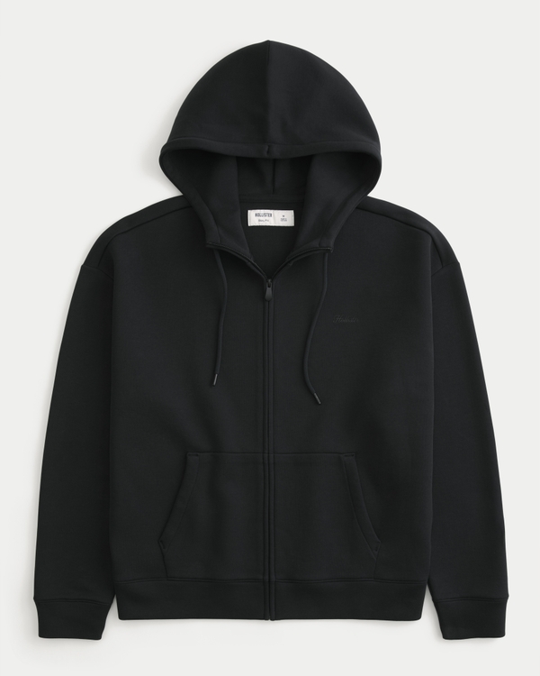 Boxy Everyday Cooling Zip-Up Snorkel Hoodie, Black view 1