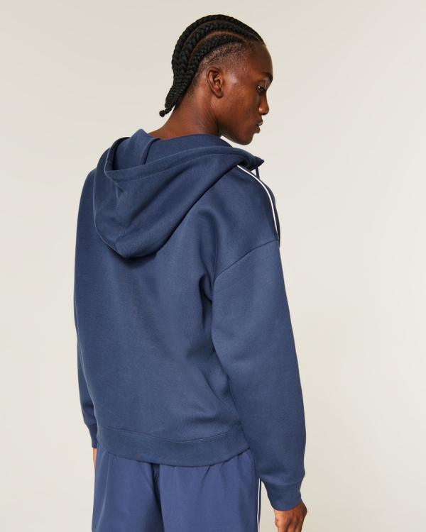 Boxy Everyday Cooling Zip-Up Snorkel Hoodie, Navy view 2