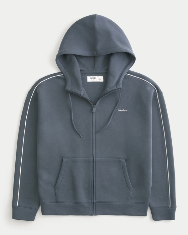 Boxy Everyday Cooling Zip-Up Snorkel Hoodie, Dark Gray view 1