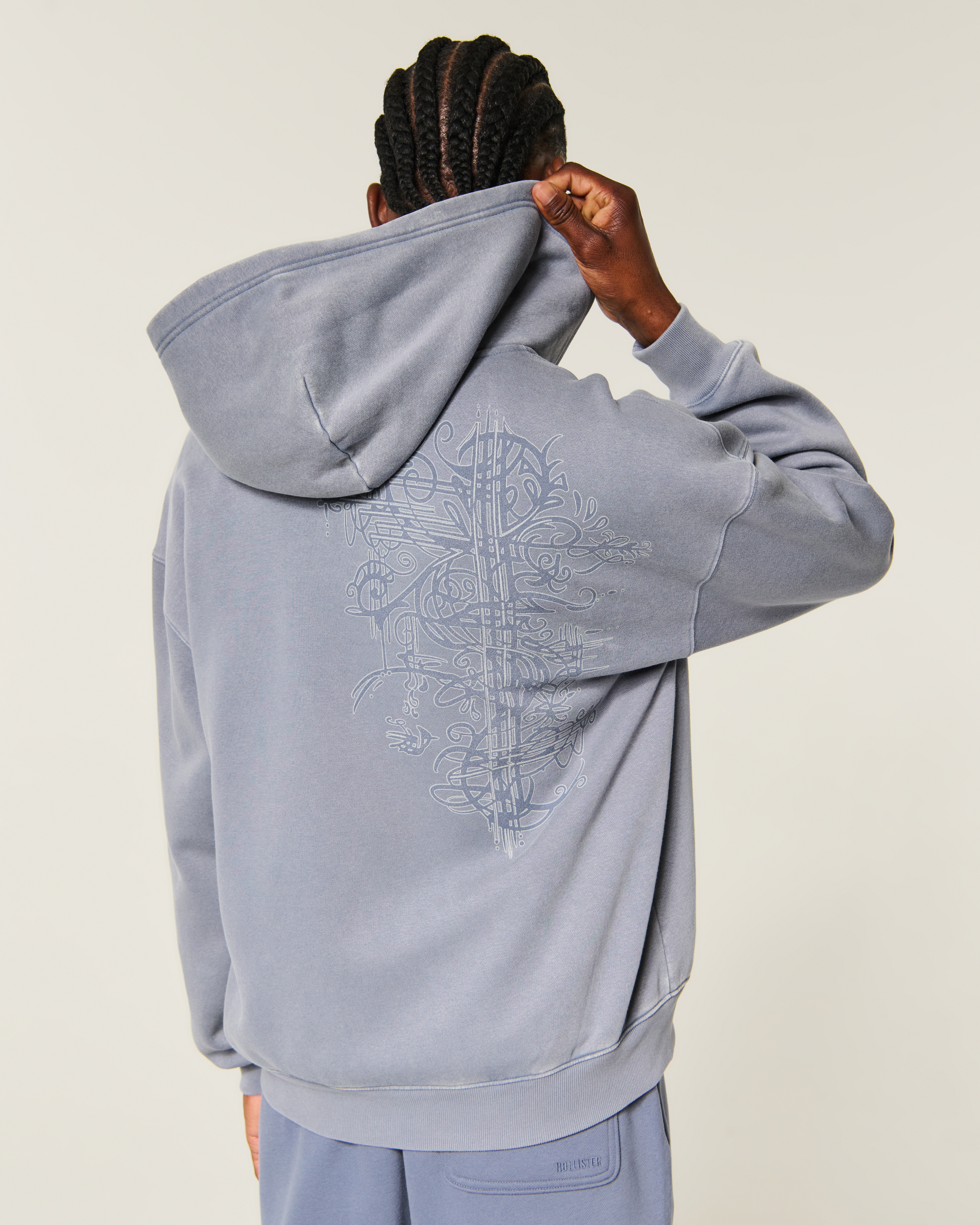 Boxy Zip-Up Graphic Hoodie