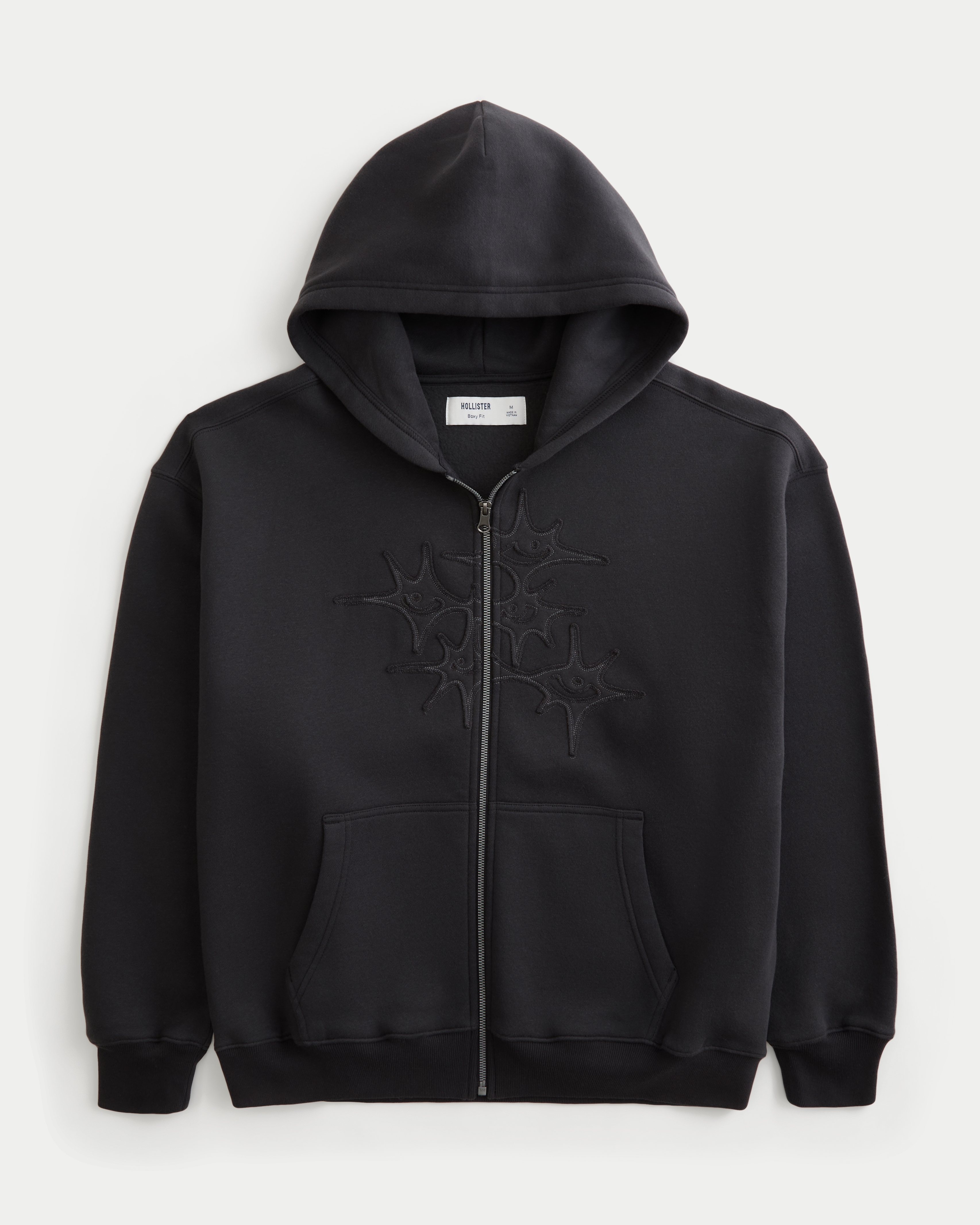 Boxy Zip-Up Graphic Hoodie