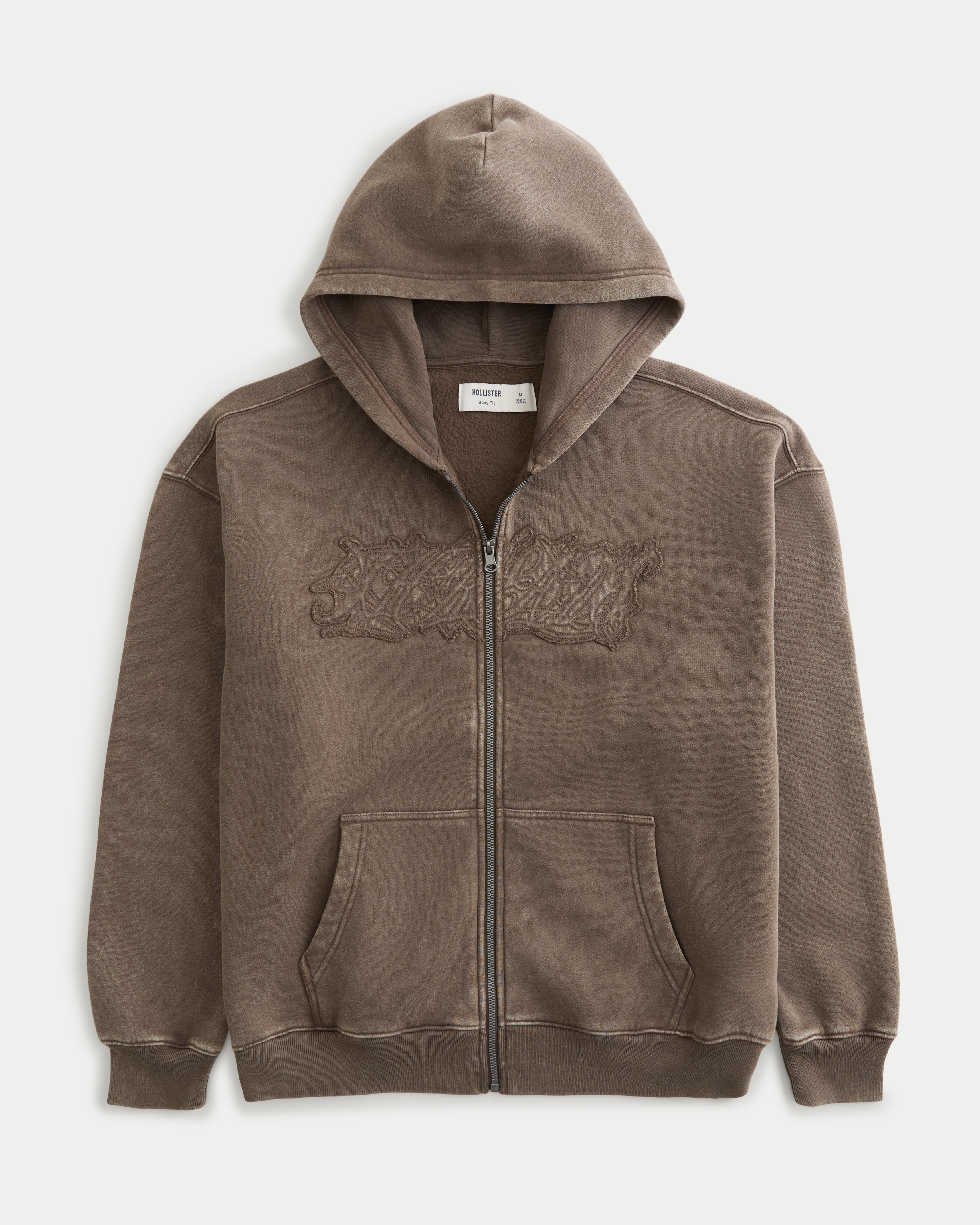 Boxy Zip-Up Graphic Hoodie