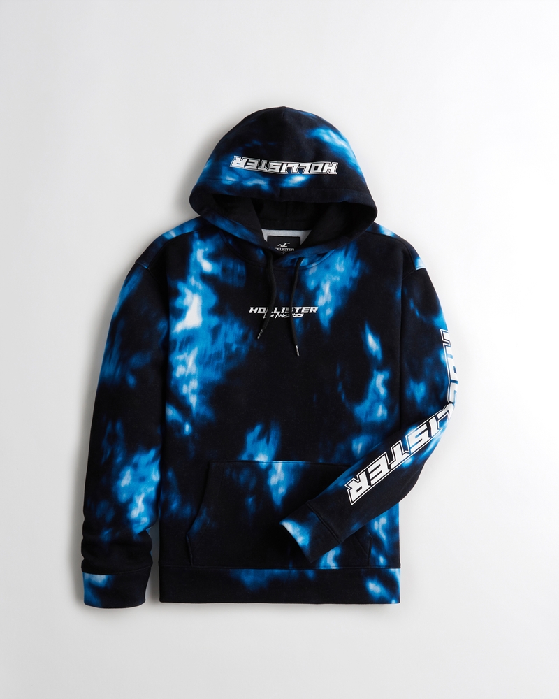 Hollister Hoodie In Black/green Tie Dye With Sleeve Logo | craft-ivf.com