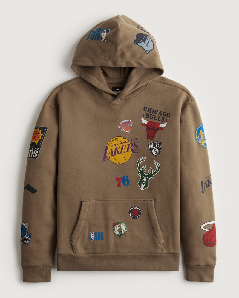 Relaxed NBA Logo Print Graphic Hoodie