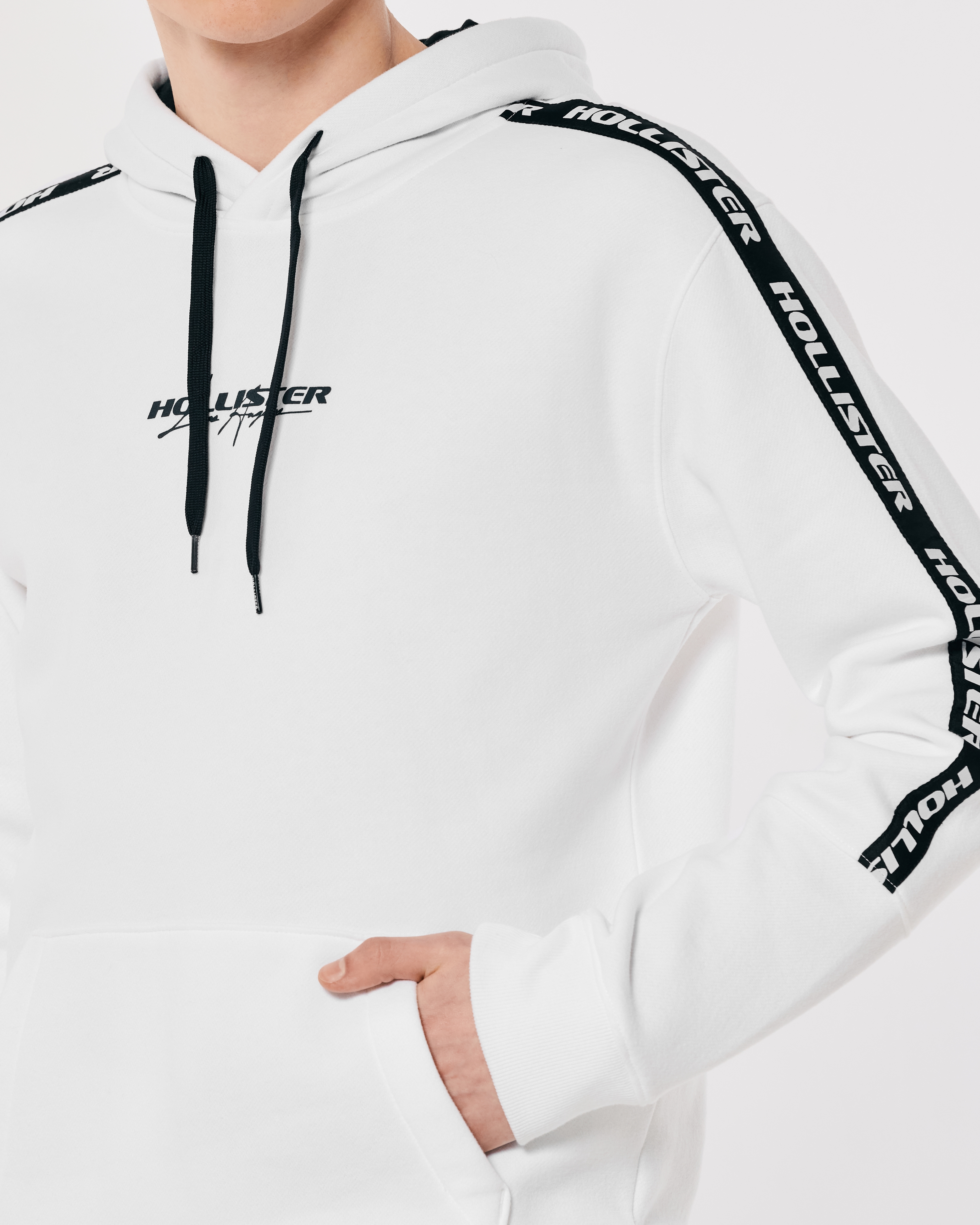 Logo tape hoodie on sale hollister