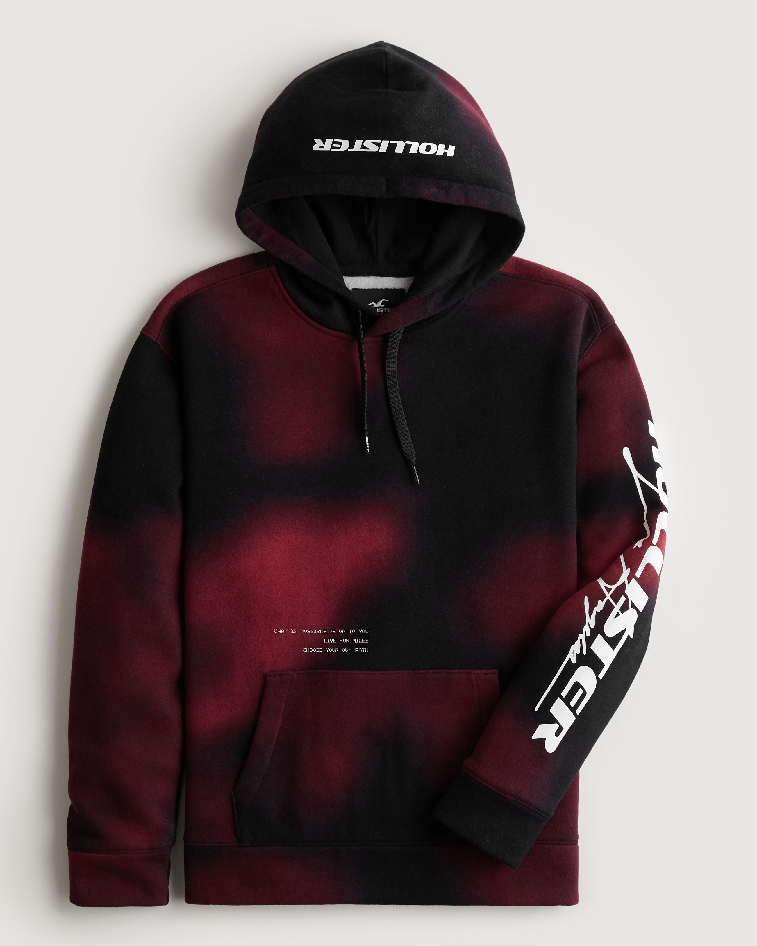 Hollister Print Logo Graphic Wash Effect Hoodie Mall of America