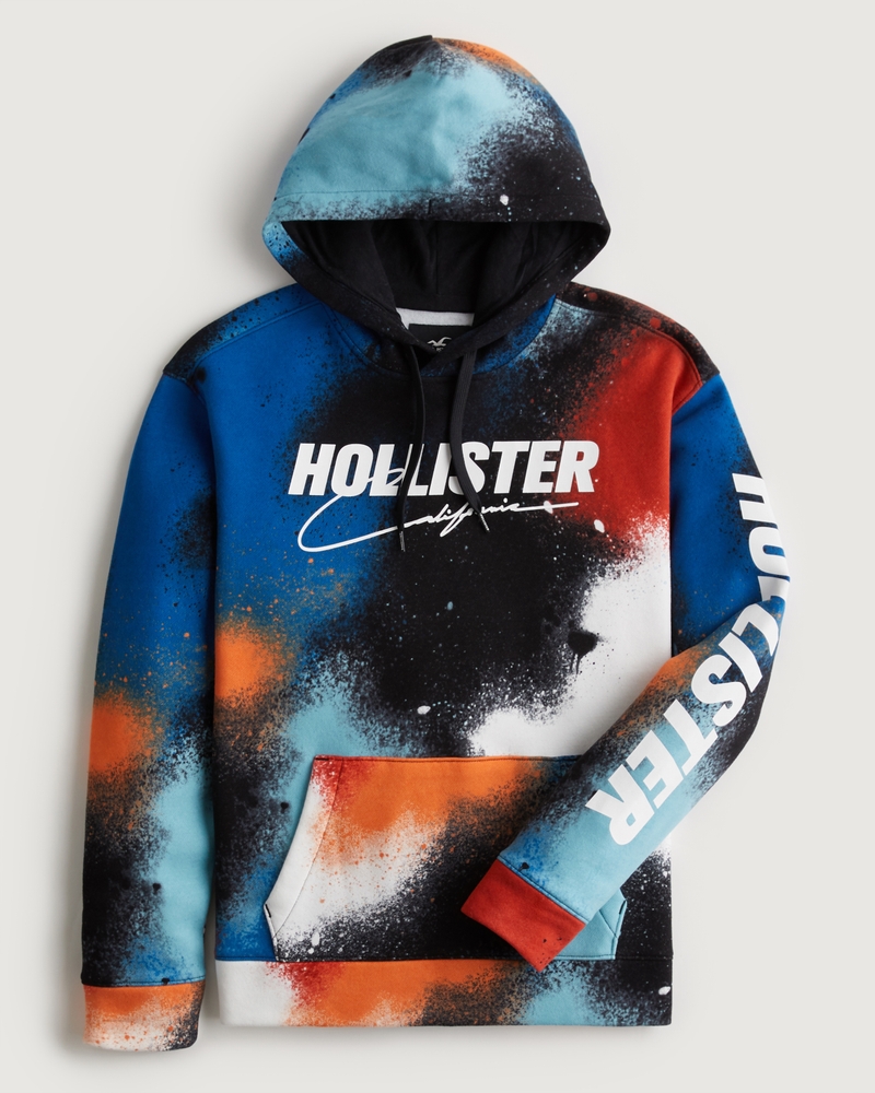 Hombres Sudadera con capucha efecto lavado con gráfico logo estampado | Hombres Ofertas | HollisterCo.com