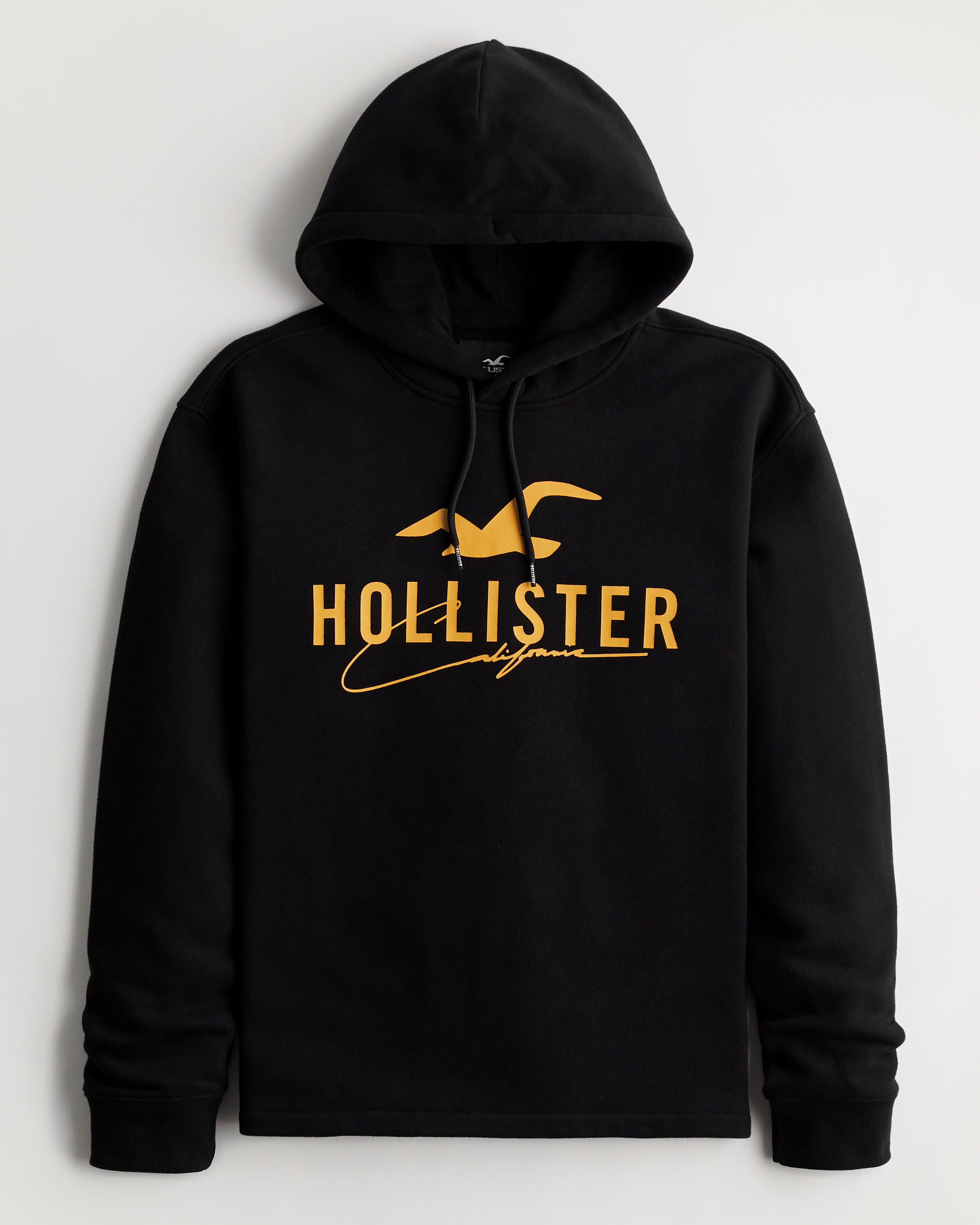 HOLLISTER EMBROIDERED LOGO HOODIE SWEATSHIRTS GOLD YELLOW MENS